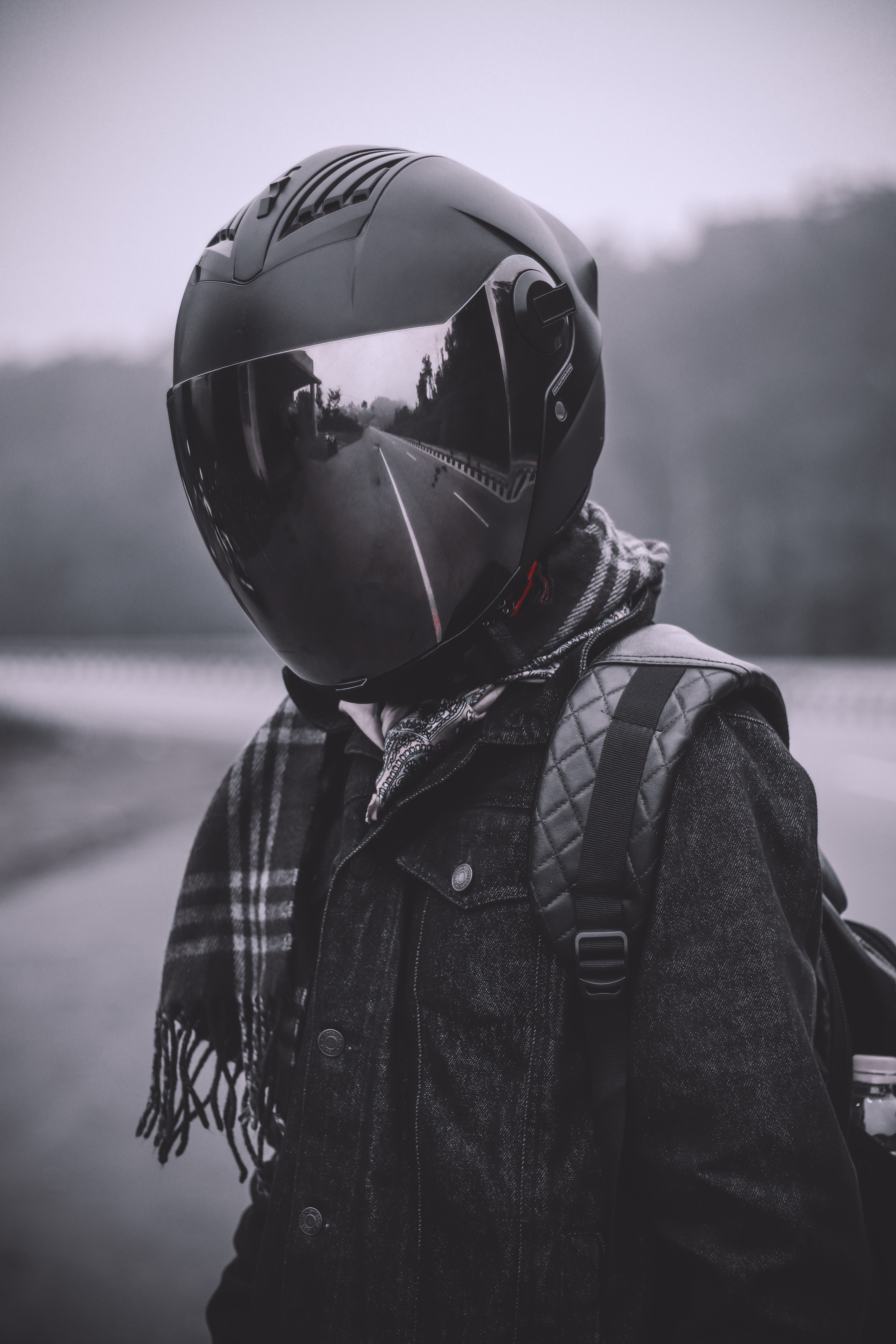 miscellaneous, helmet, black, reflection, miscellanea, human, person 4K Ultra