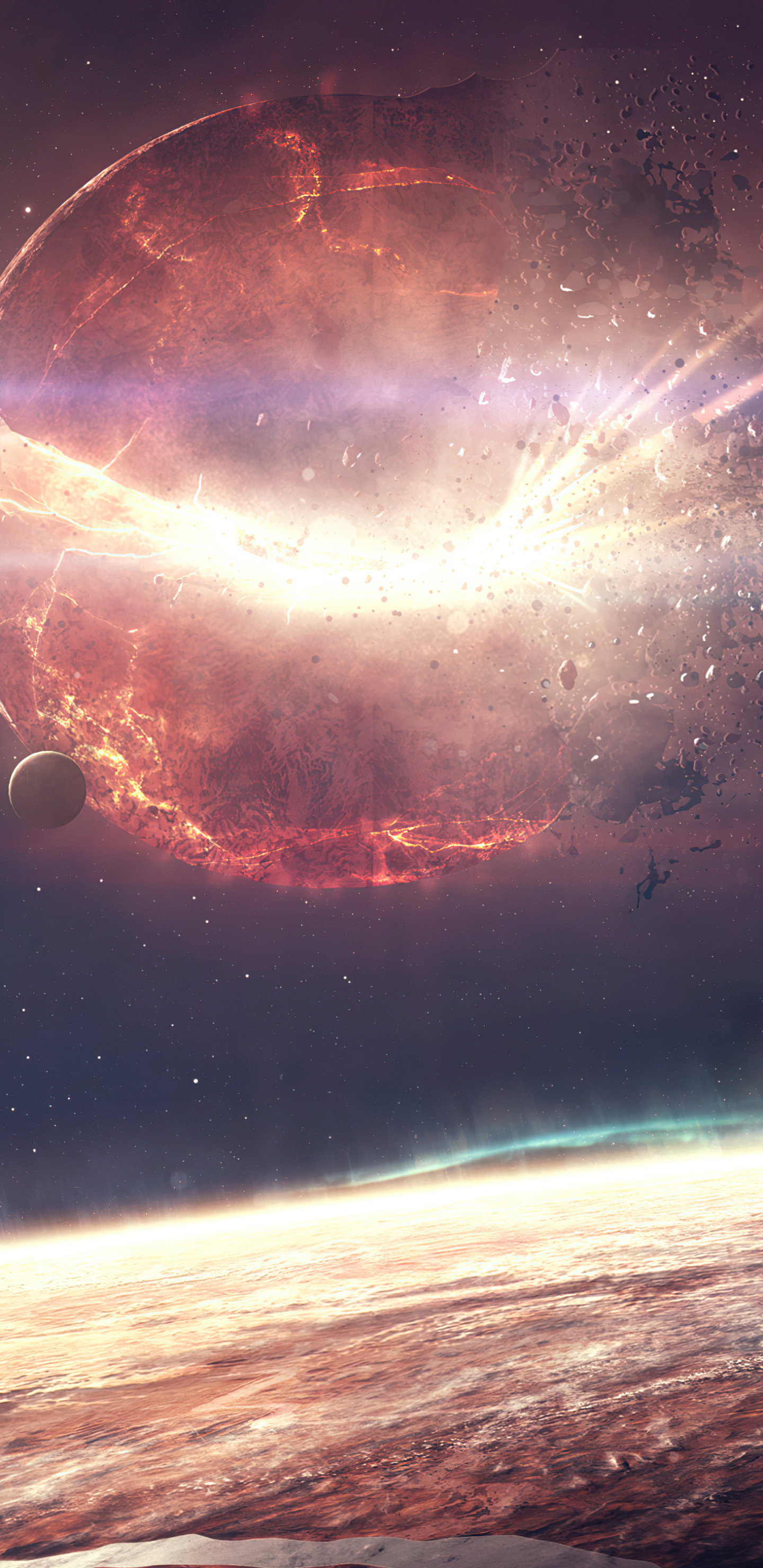 Handy-Wallpaper Platz, Planet, Explosion, Science Fiction, Weltraum kostenlos herunterladen.