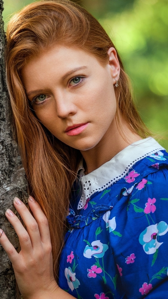 Download mobile wallpaper Redhead, Model, Women, Blue Eyes for free.