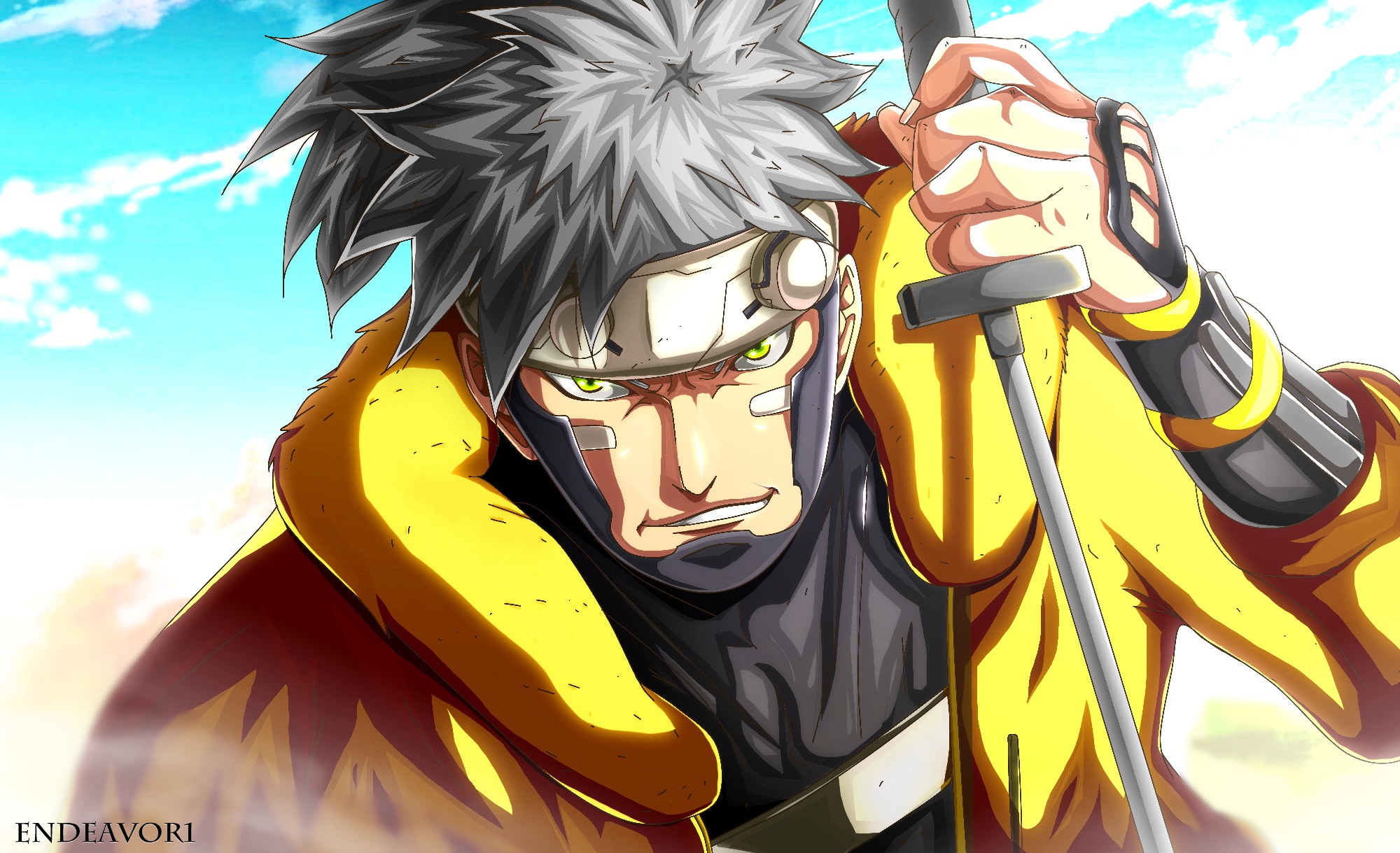 Laden Sie das Graue Haare, Grüne Augen, Katana, Animes, Samurai 8: Die Geschichte Von Hachimaru-Bild kostenlos auf Ihren PC-Desktop herunter