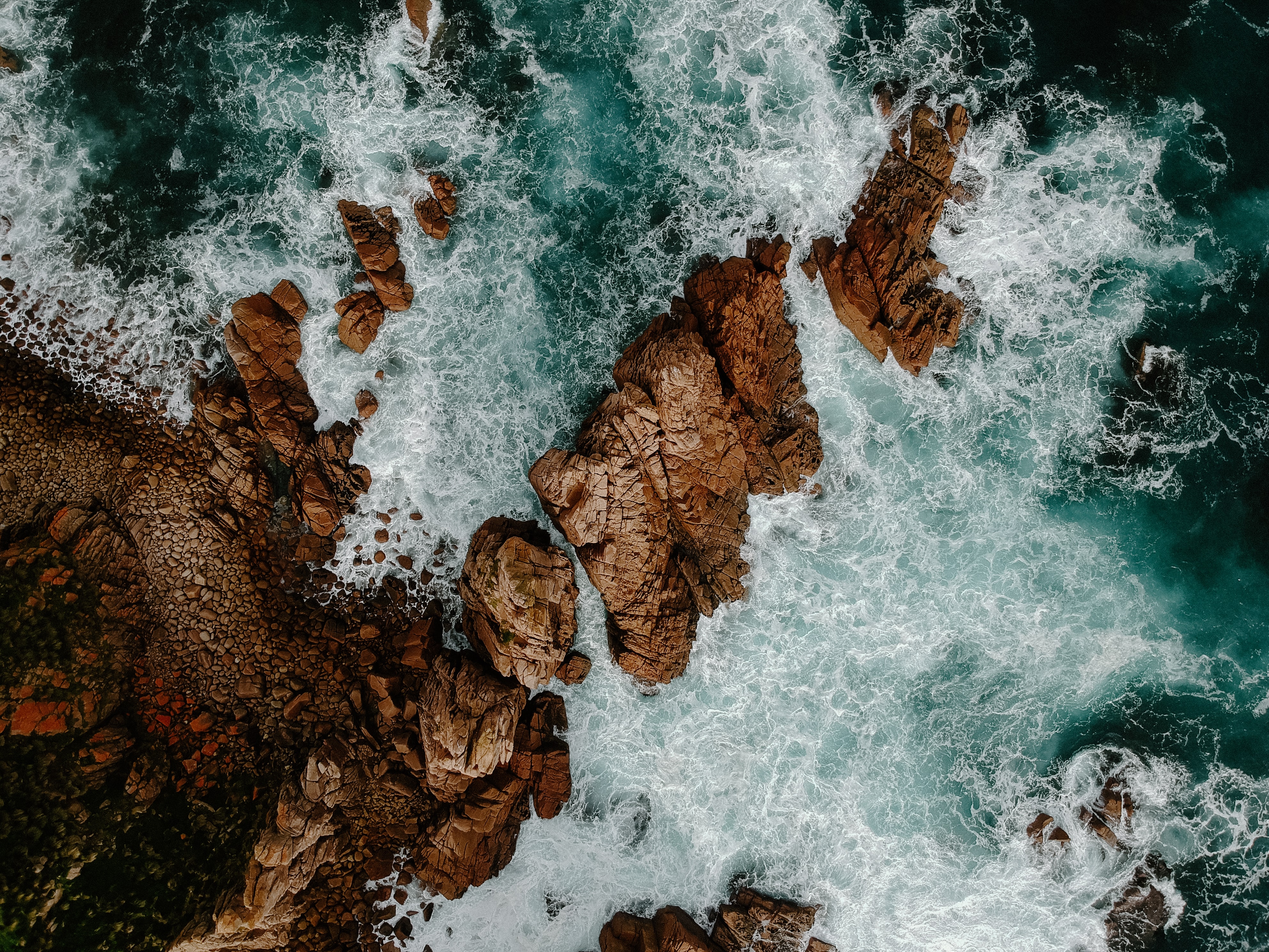 無料モバイル壁紙自然, 水, 岩, 上から見る, 波をダウンロードします。