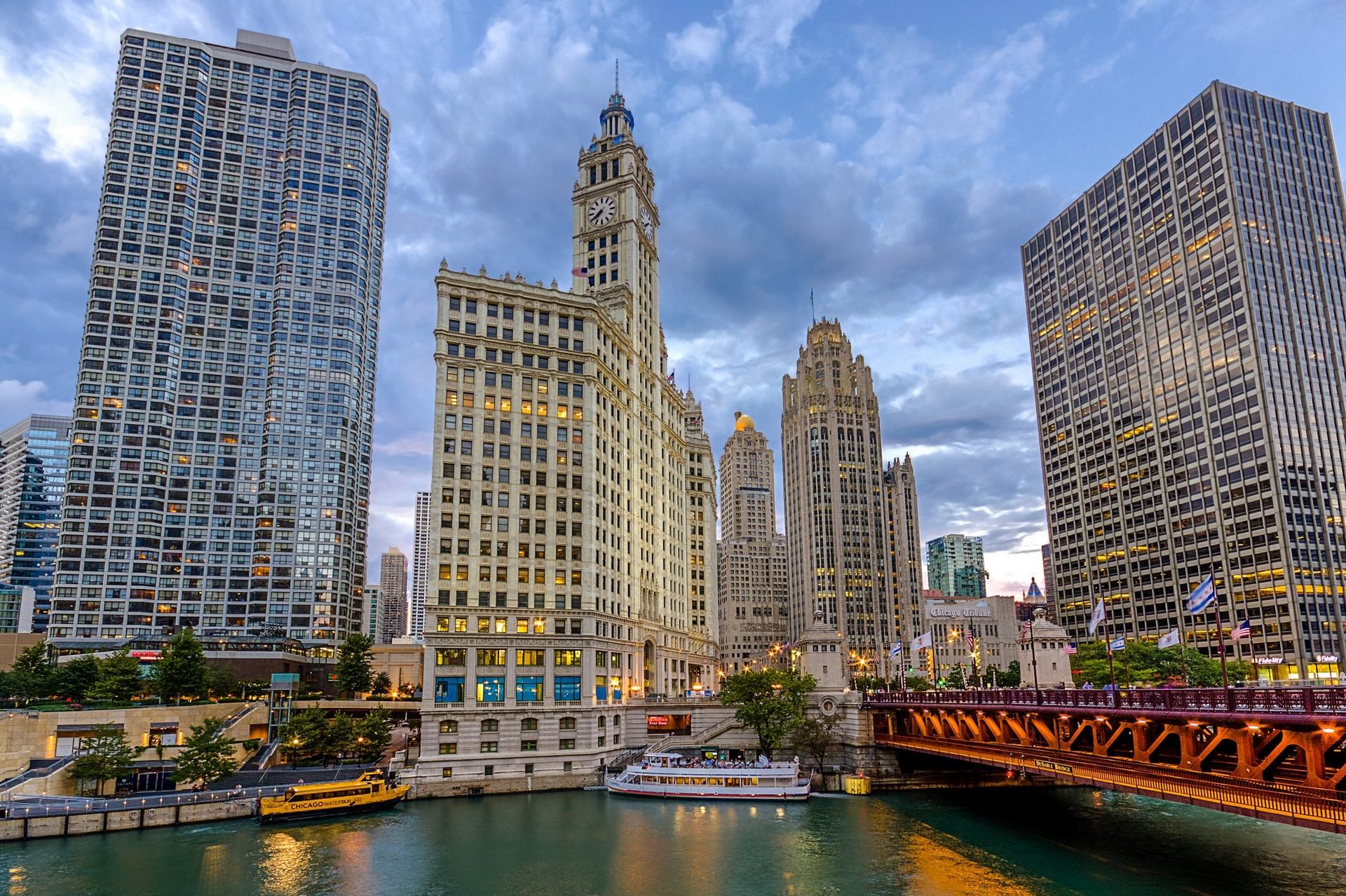 Free download wallpaper Cities, Architecture, City, Building, Cityscape, Chicago, River, Man Made on your PC desktop