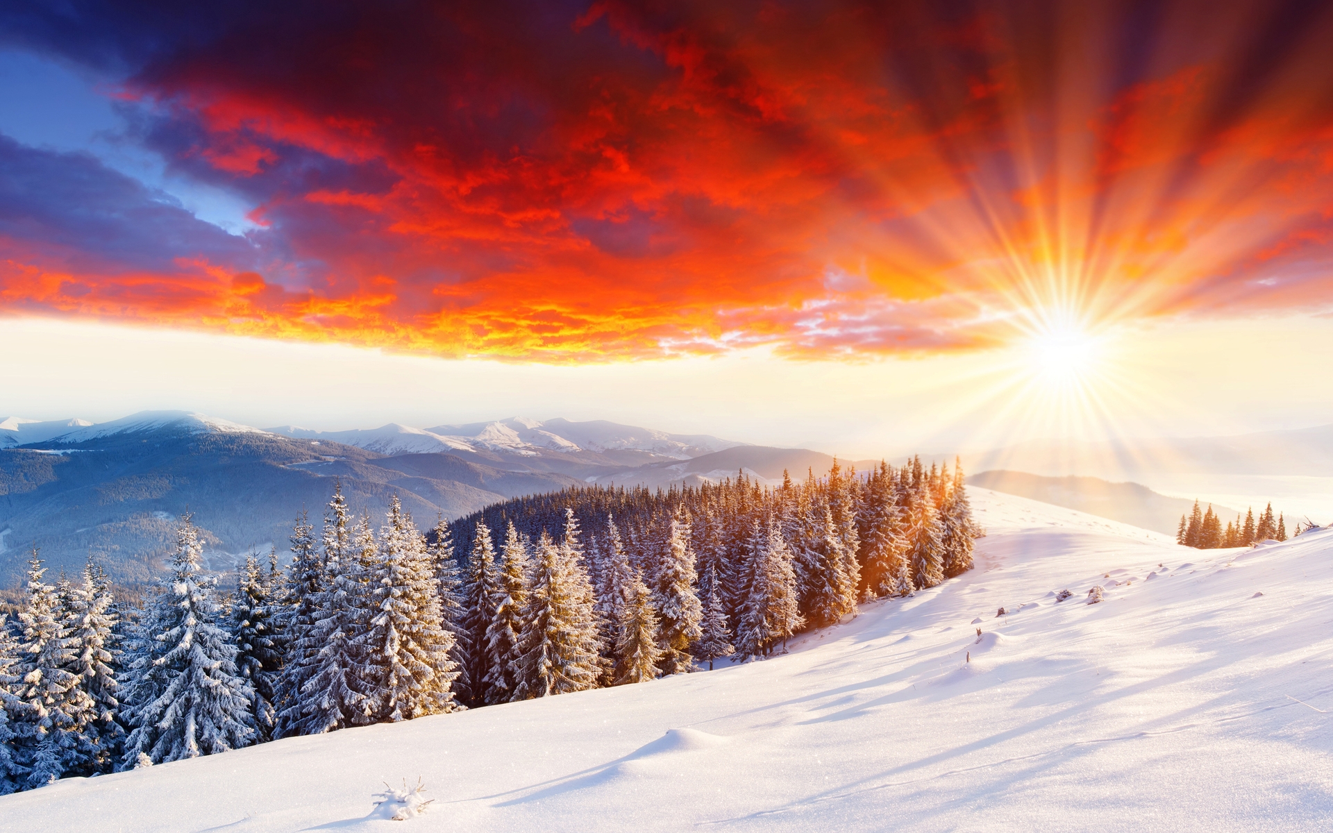 Free download wallpaper Landscape, Sunset, Mountains on your PC desktop
