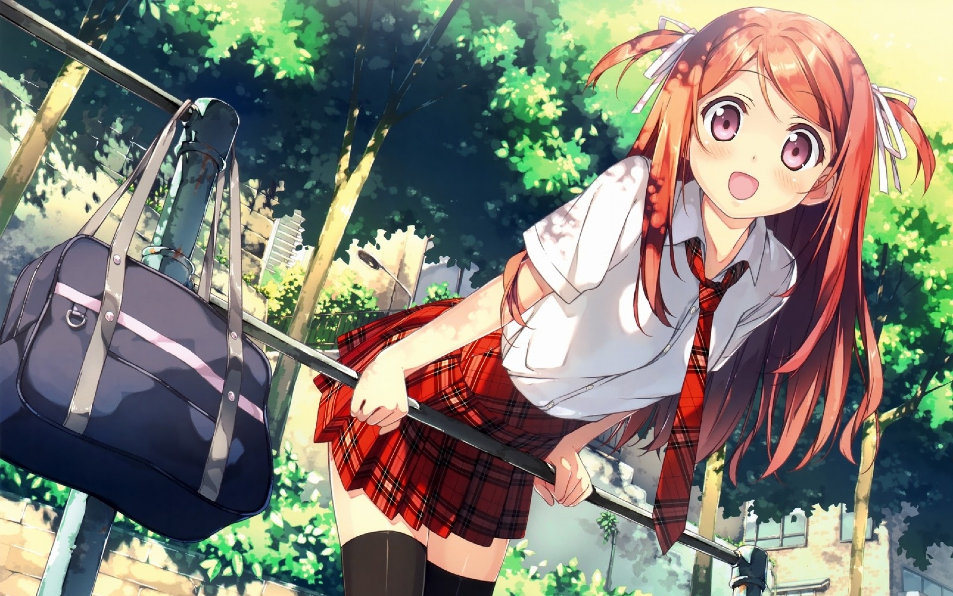 Download mobile wallpaper Anime, Girl, Bag, Schoolgirl, School Uniform for free.