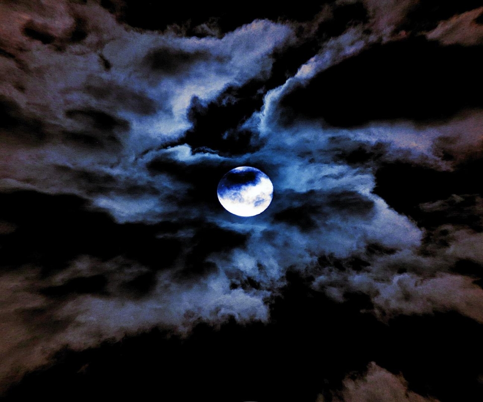 Завантажити шпалери безкоштовно Небо, Ніч, Місяць, Темний, Синій, Земля, Хмара картинка на робочий стіл ПК