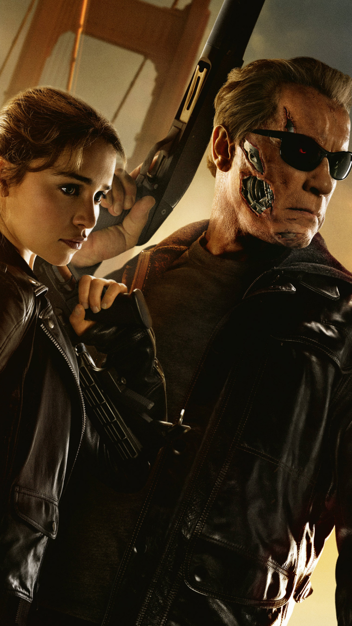 Descarga gratuita de fondo de pantalla para móvil de Arnold Schwarzenegger, Terminator, Películas, Emilia Clarke, Terminator Génesis.