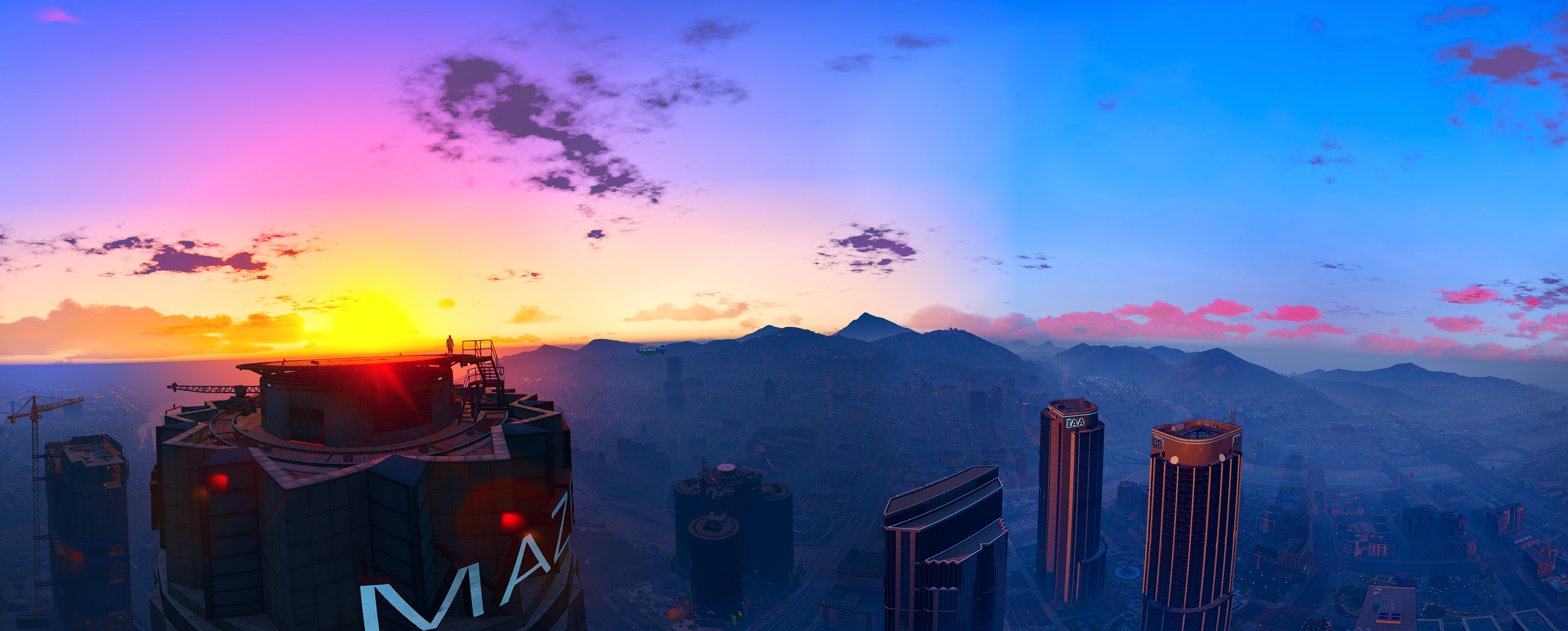 Laden Sie das Wolkenkratzer, Himmel, Sonne, Computerspiele, Grand Theft Auto, Grand Theft Auto V-Bild kostenlos auf Ihren PC-Desktop herunter