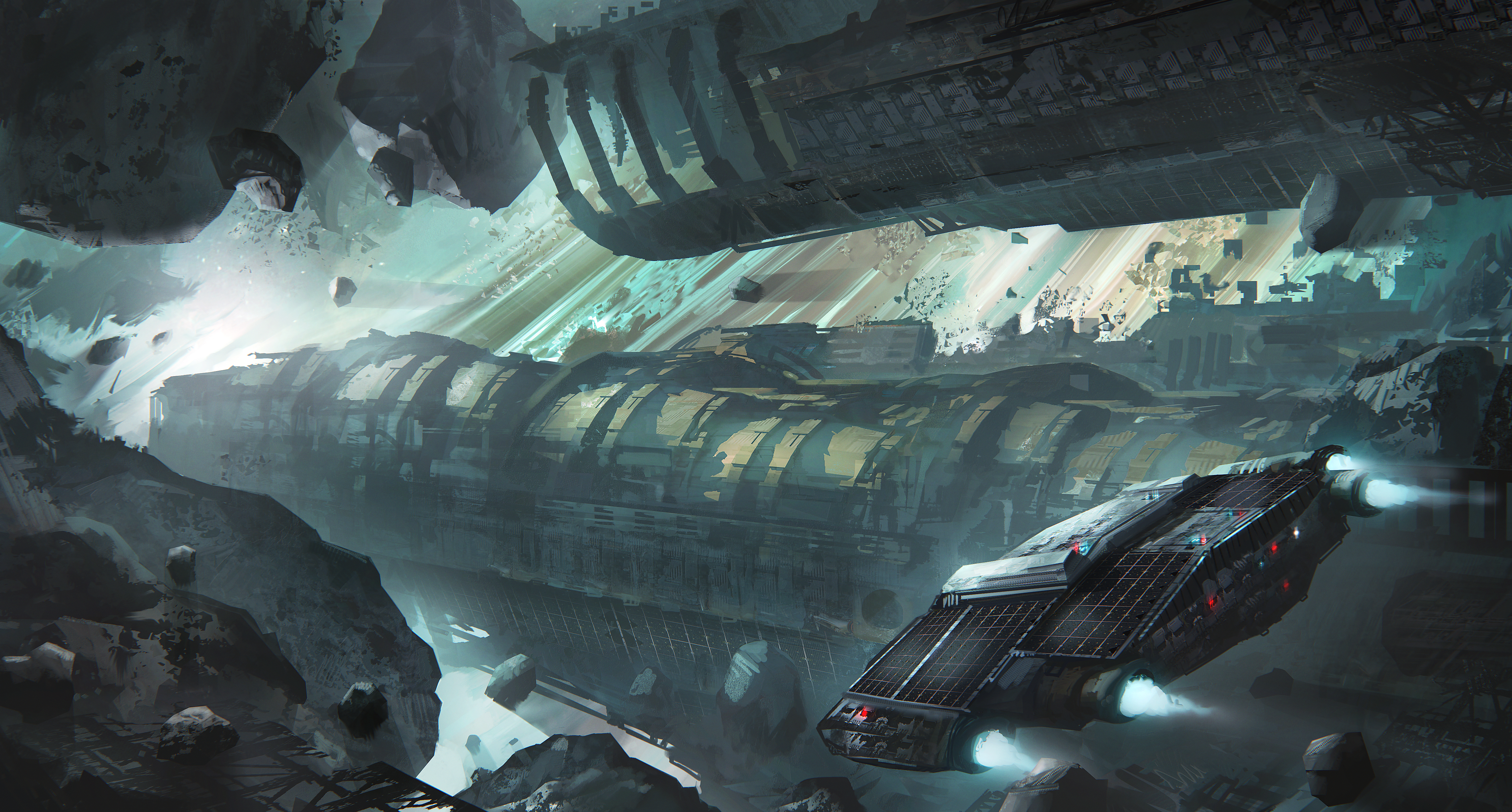 Handy-Wallpaper Science Fiction, Raumschiff, Asteroid kostenlos herunterladen.