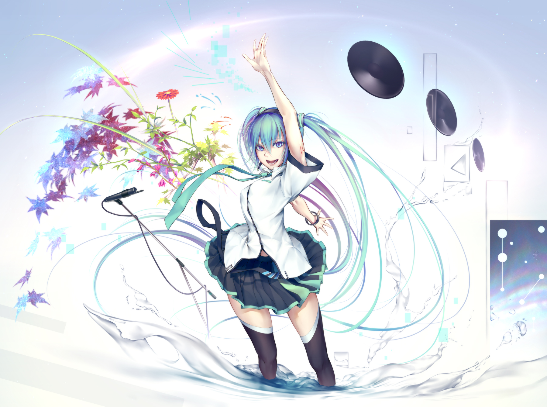 PCデスクトップにボーカロイド, 青い目, 長い髪, 青い髪, 初音ミク, アニメ画像を無料でダウンロード