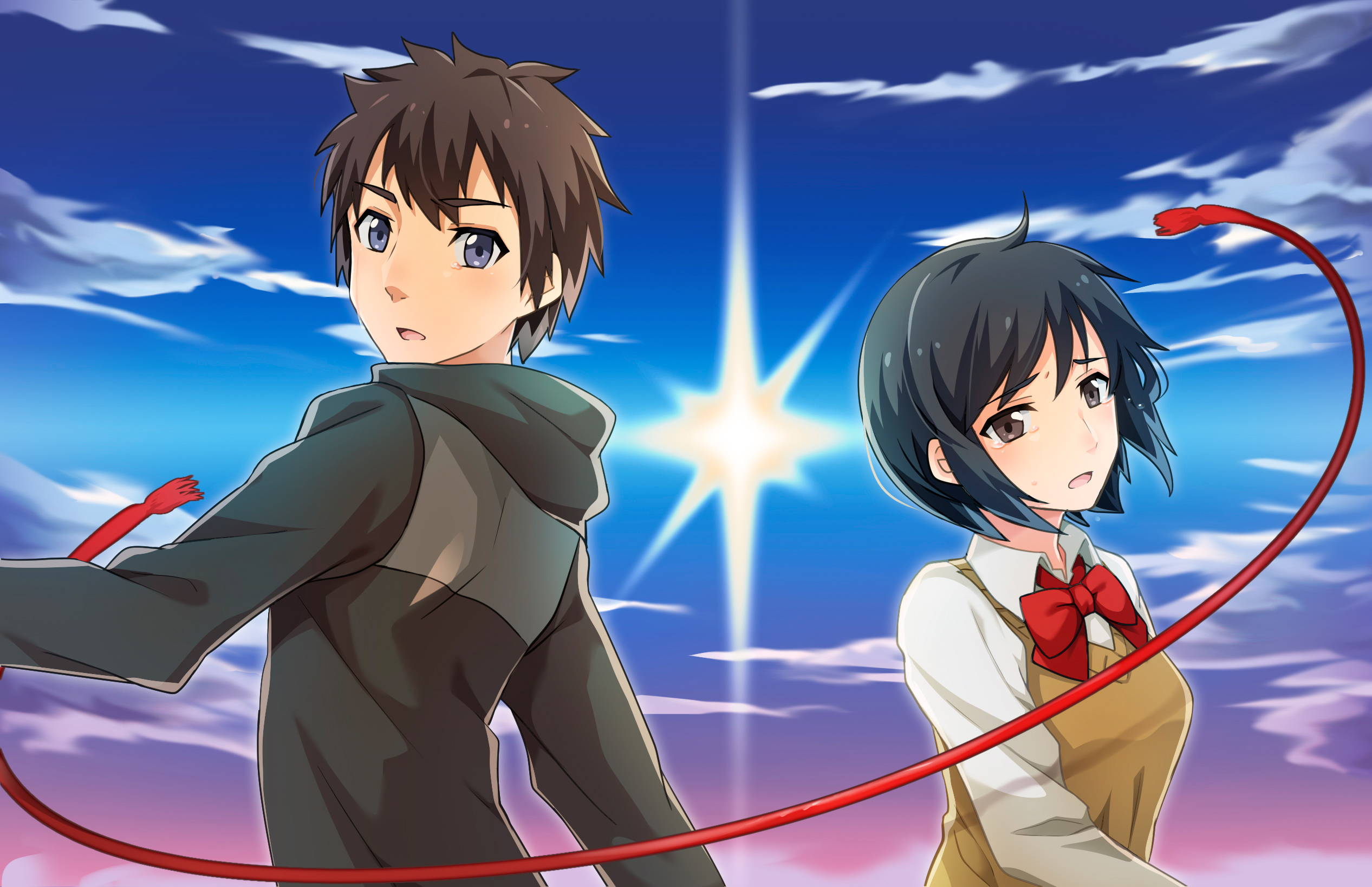 Handy-Wallpaper Animes, Your Name Gestern Heute Und Für Immer, Kimi No Na Wa, Mitsuha Miyamizu, Taki Tachibana kostenlos herunterladen.