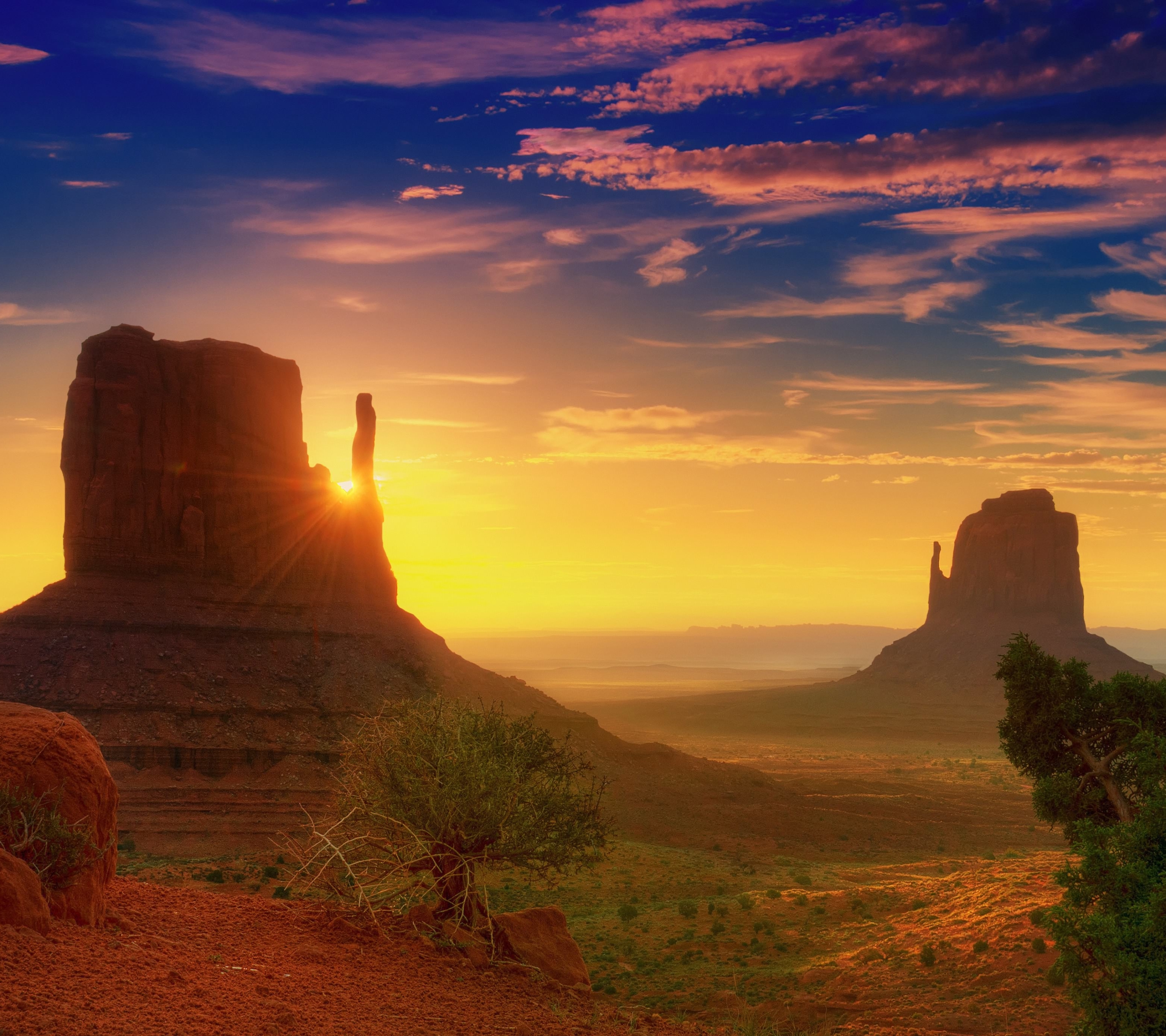 Laden Sie das Wüste, Sonnenaufgang, Utah, Steppe, Arizona, Himmel, Sonnenstrahl, Monumenttal, Erde/natur, Sonnenbohne-Bild kostenlos auf Ihren PC-Desktop herunter