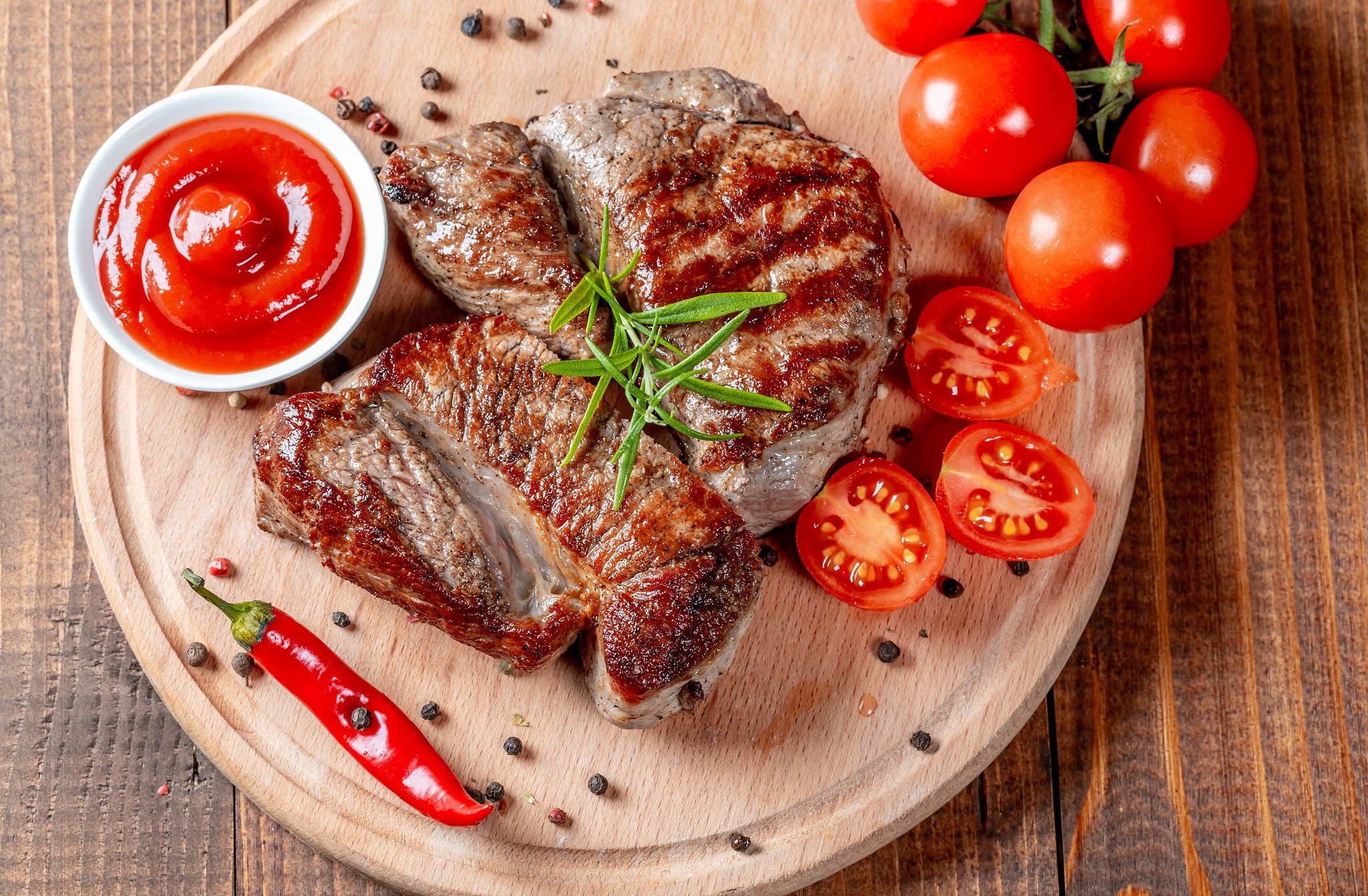 Download mobile wallpaper Food, Meat, Tomato, Ketchup for free.