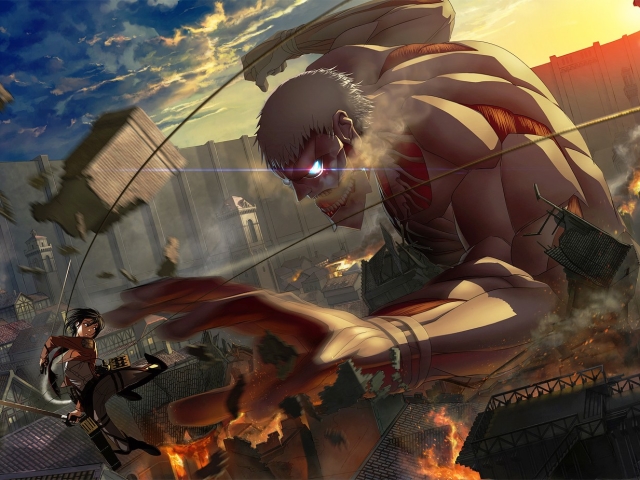 Handy-Wallpaper Animes, Mikasa Ackermann, Shingeki Kein Kyojin, Attack On Titan, Gepanzerter Titan kostenlos herunterladen.