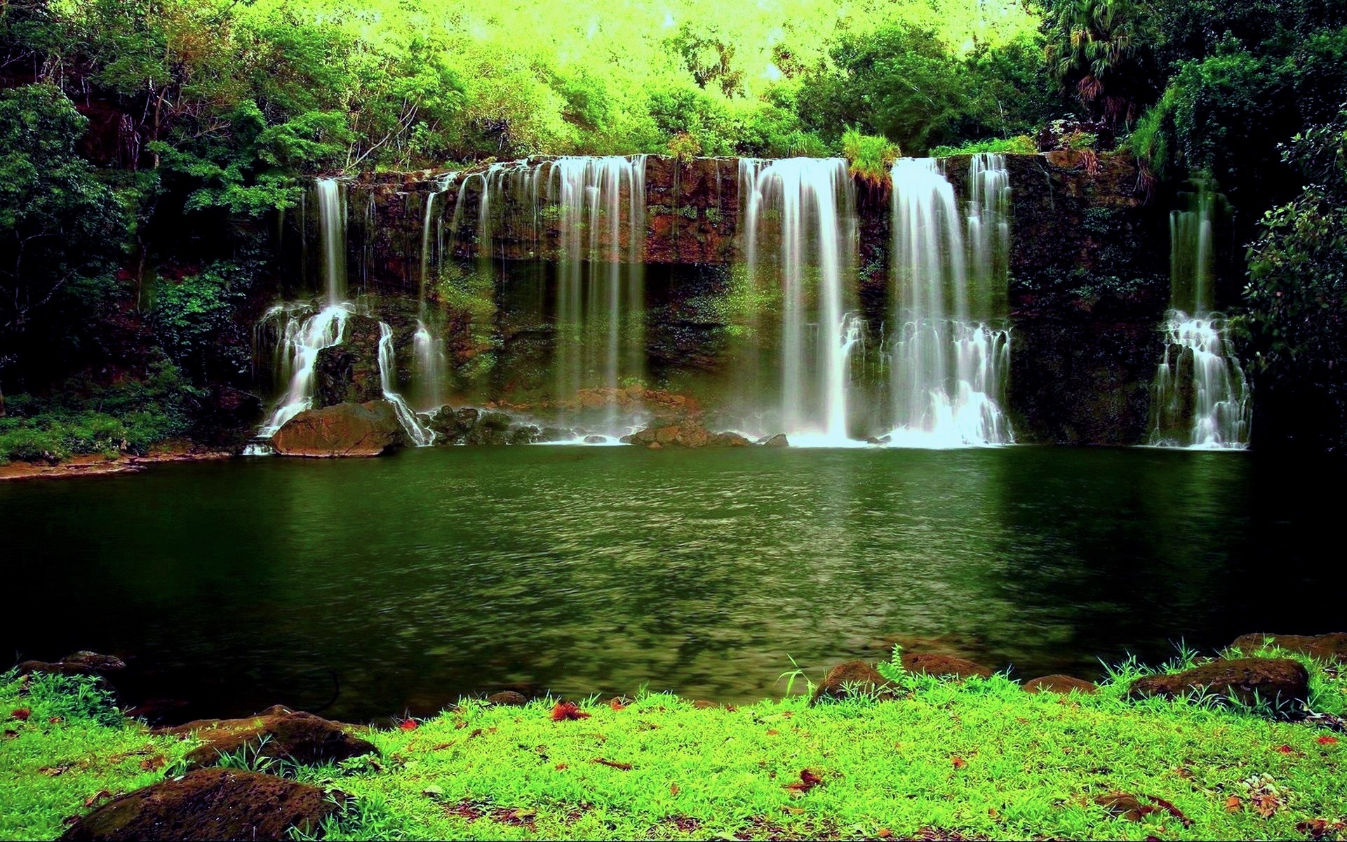 Download mobile wallpaper Waterfall, Earth, Pond for free.