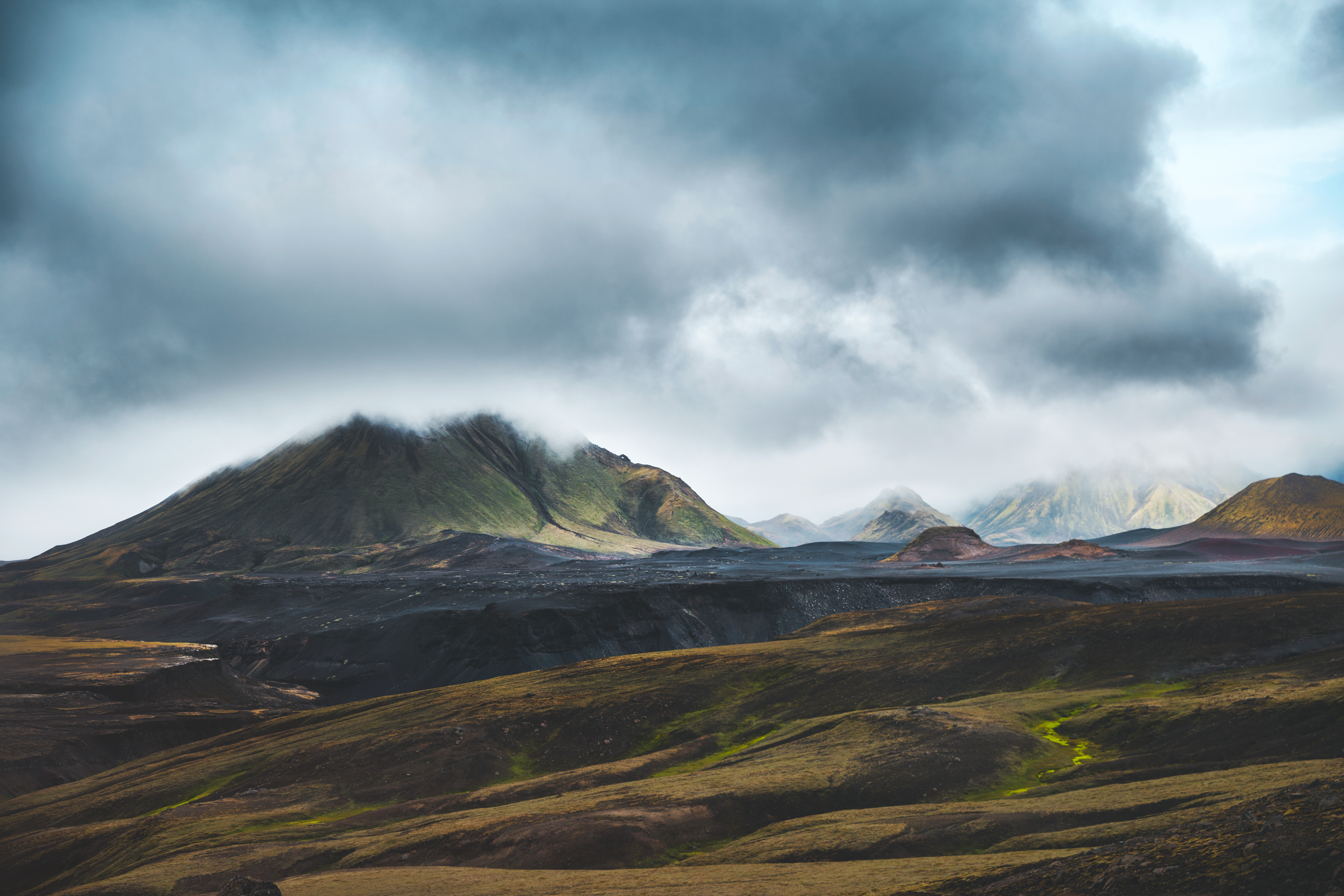 iceland, mountains, clouds, landscape, nature