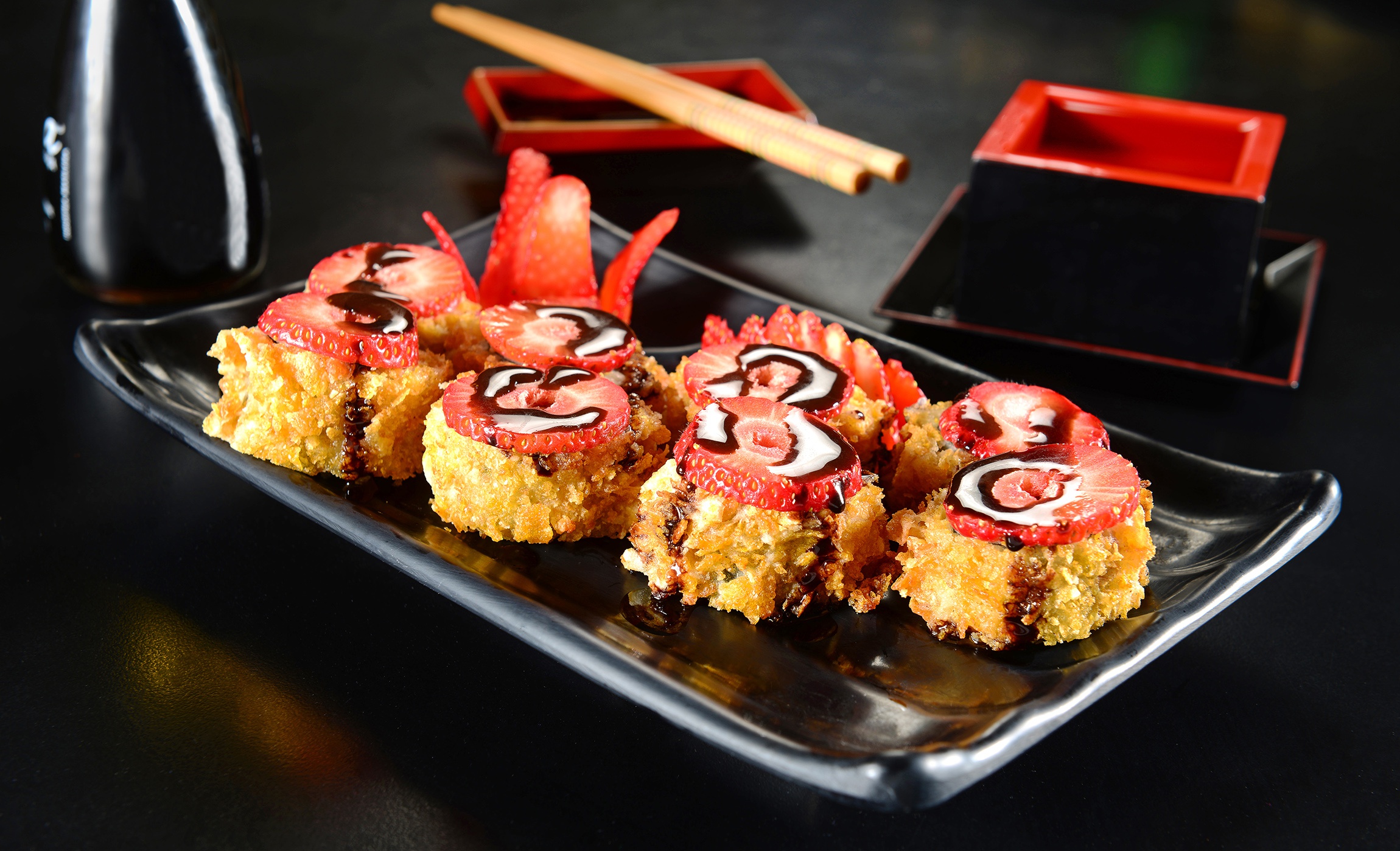 Download mobile wallpaper Food, Strawberry, Sushi, Seafood for free.
