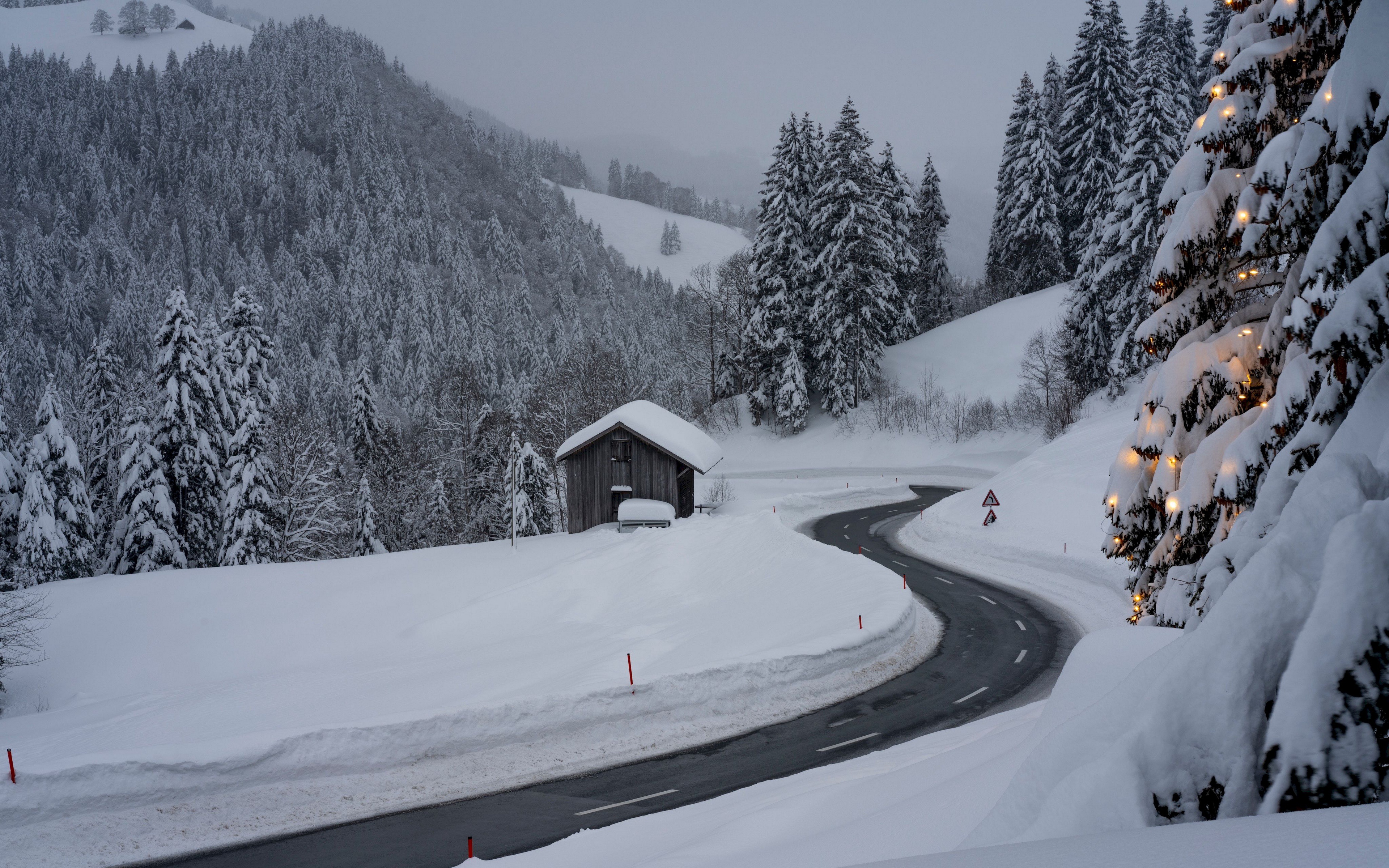Download mobile wallpaper Landscape, Winter, Snow, Cabin, Man Made for free.