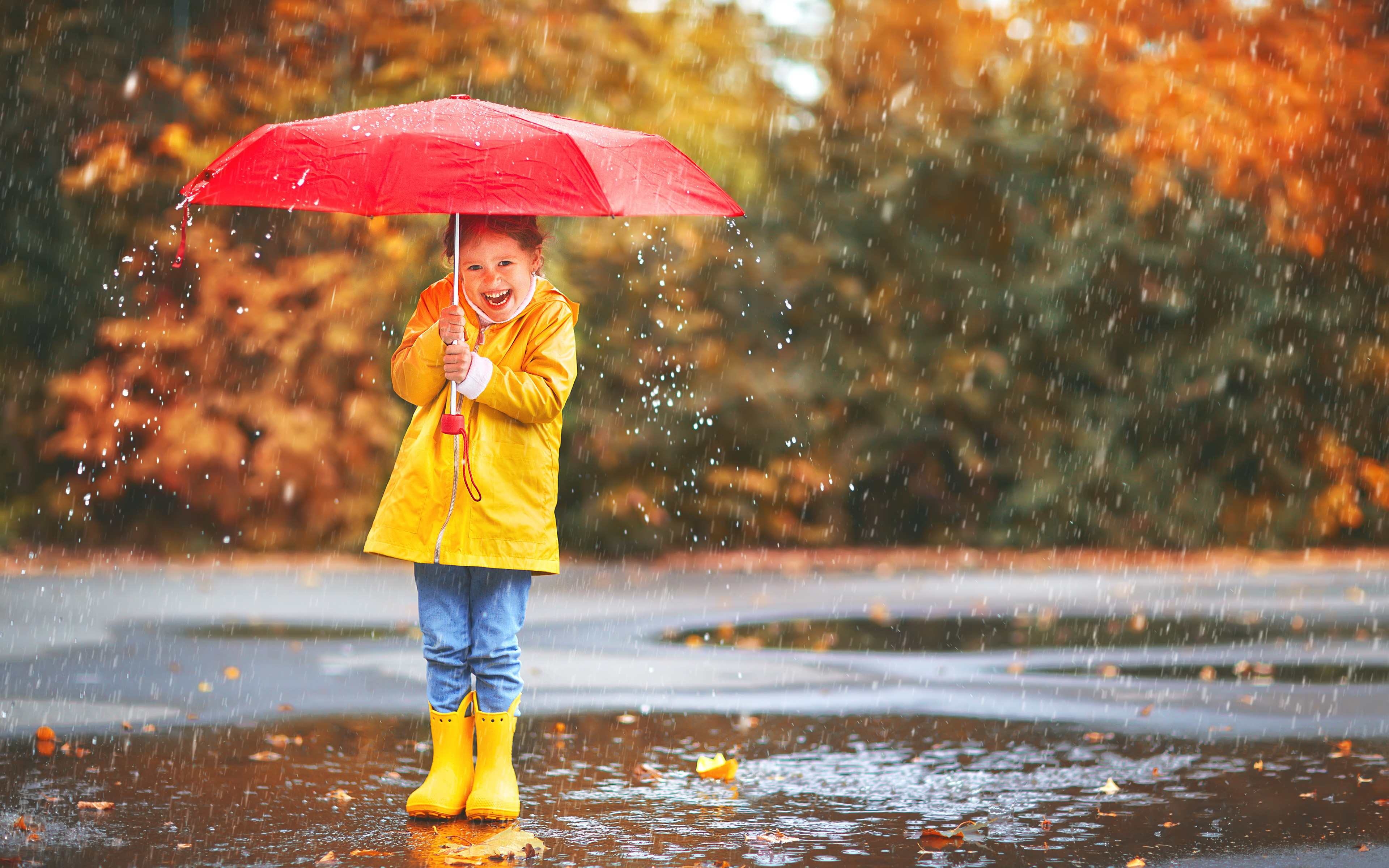 Download mobile wallpaper Rain, Umbrella, Child, Photography for free.