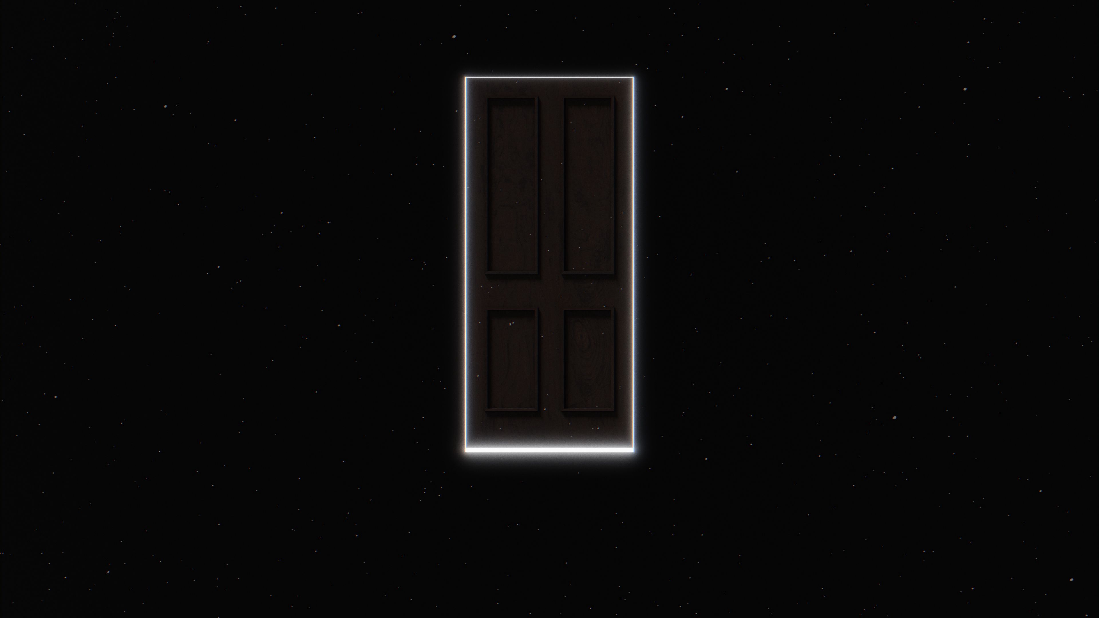 portal, black, universe, dark, glow, door HD wallpaper