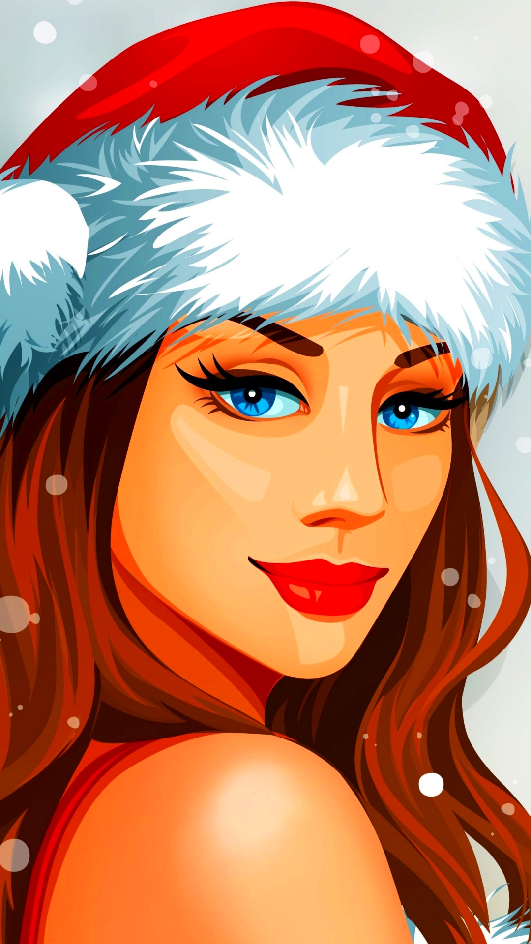 Download mobile wallpaper Christmas, Holiday, Blue Eyes, Lipstick, Santa Hat for free.