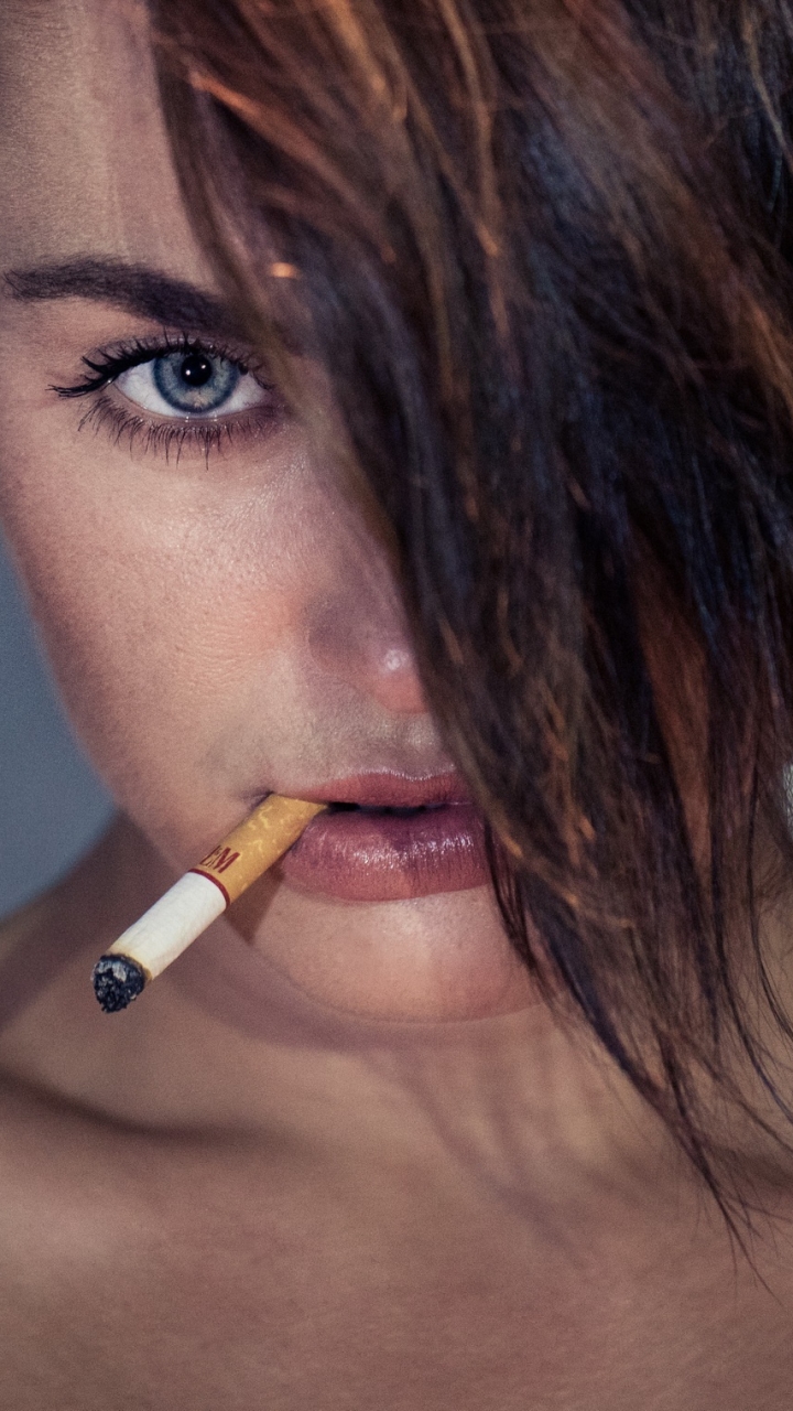 無料モバイル壁紙顔, ブルネット, モデル, 女性, 喫煙をダウンロードします。