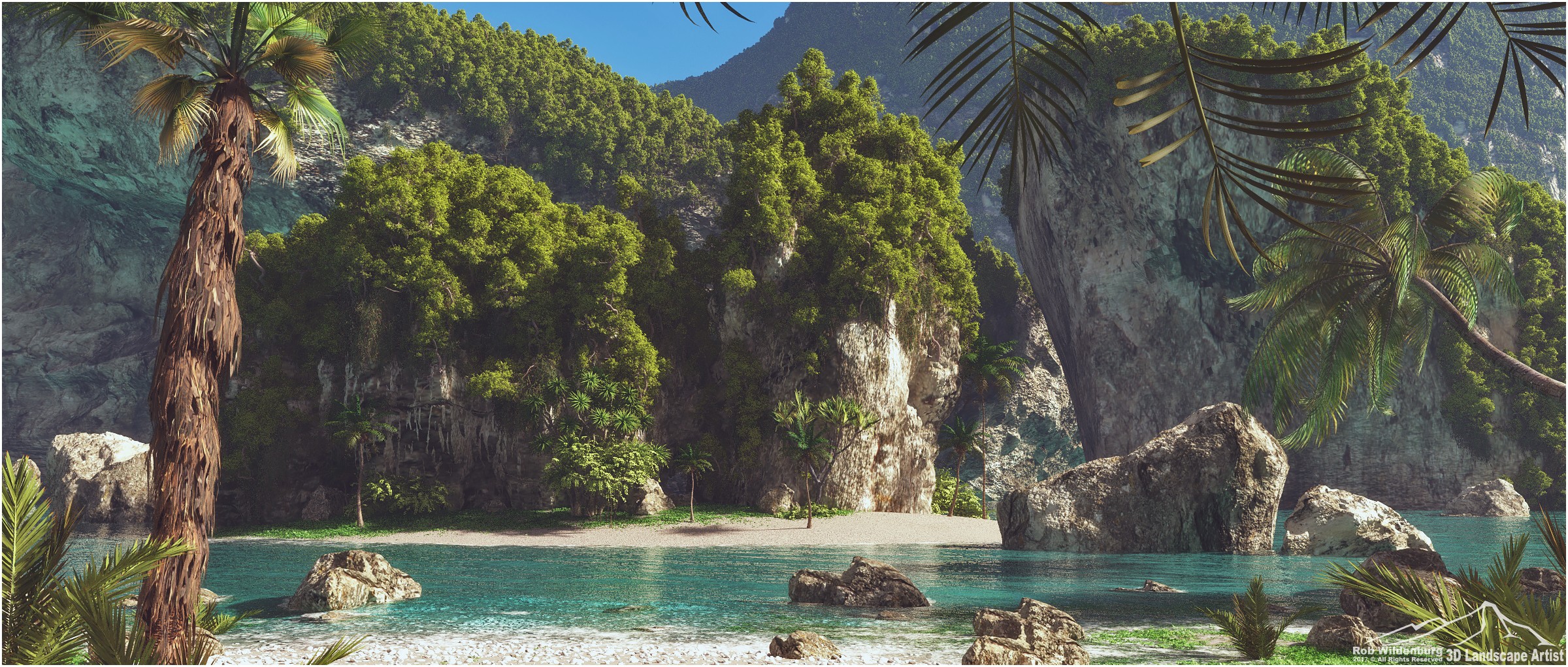 Laden Sie das Strand, Tropisch, Künstlerisch, Cgi-Bild kostenlos auf Ihren PC-Desktop herunter