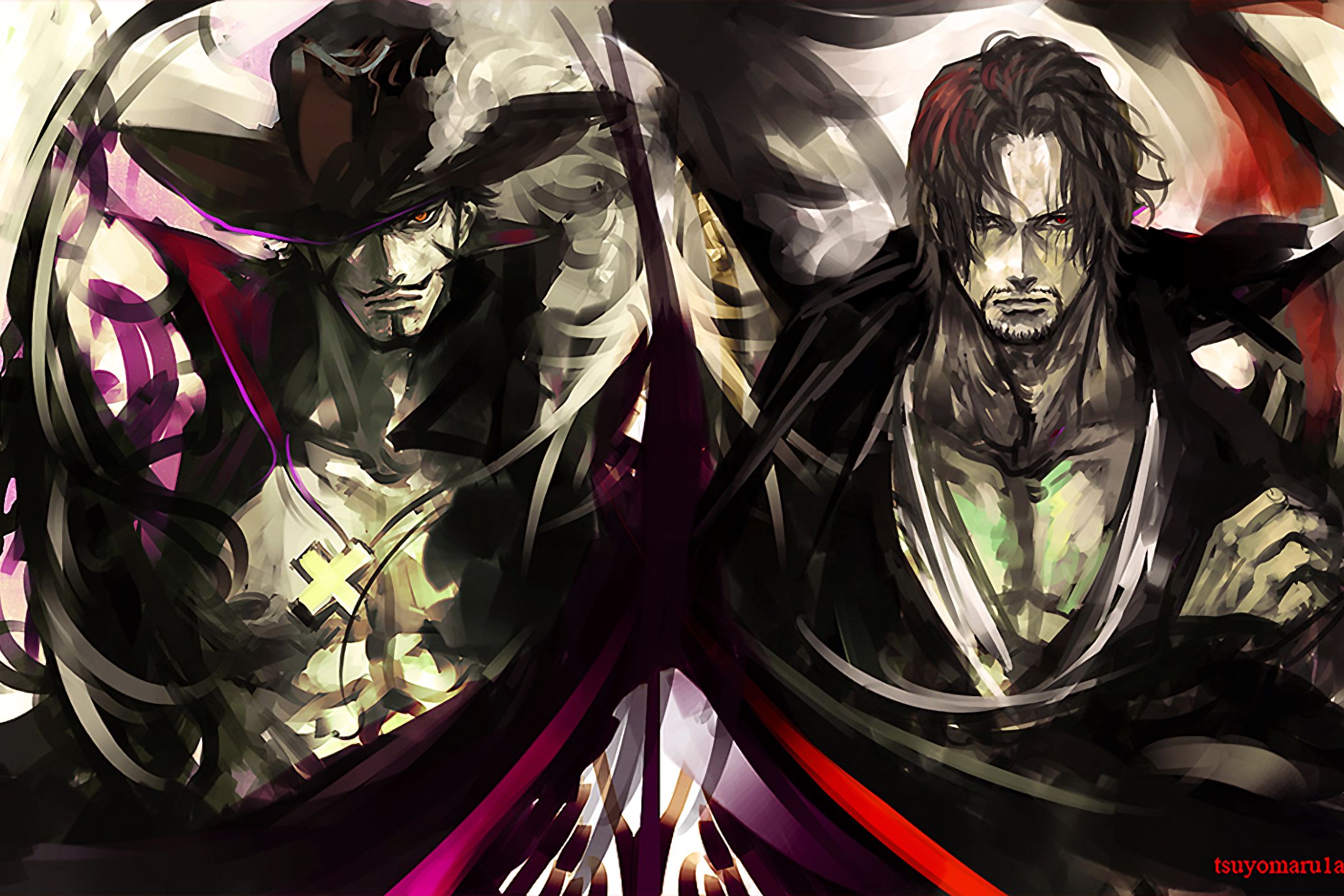 Download mobile wallpaper Anime, One Piece, Shanks (One Piece), Dracule Mihawk for free.