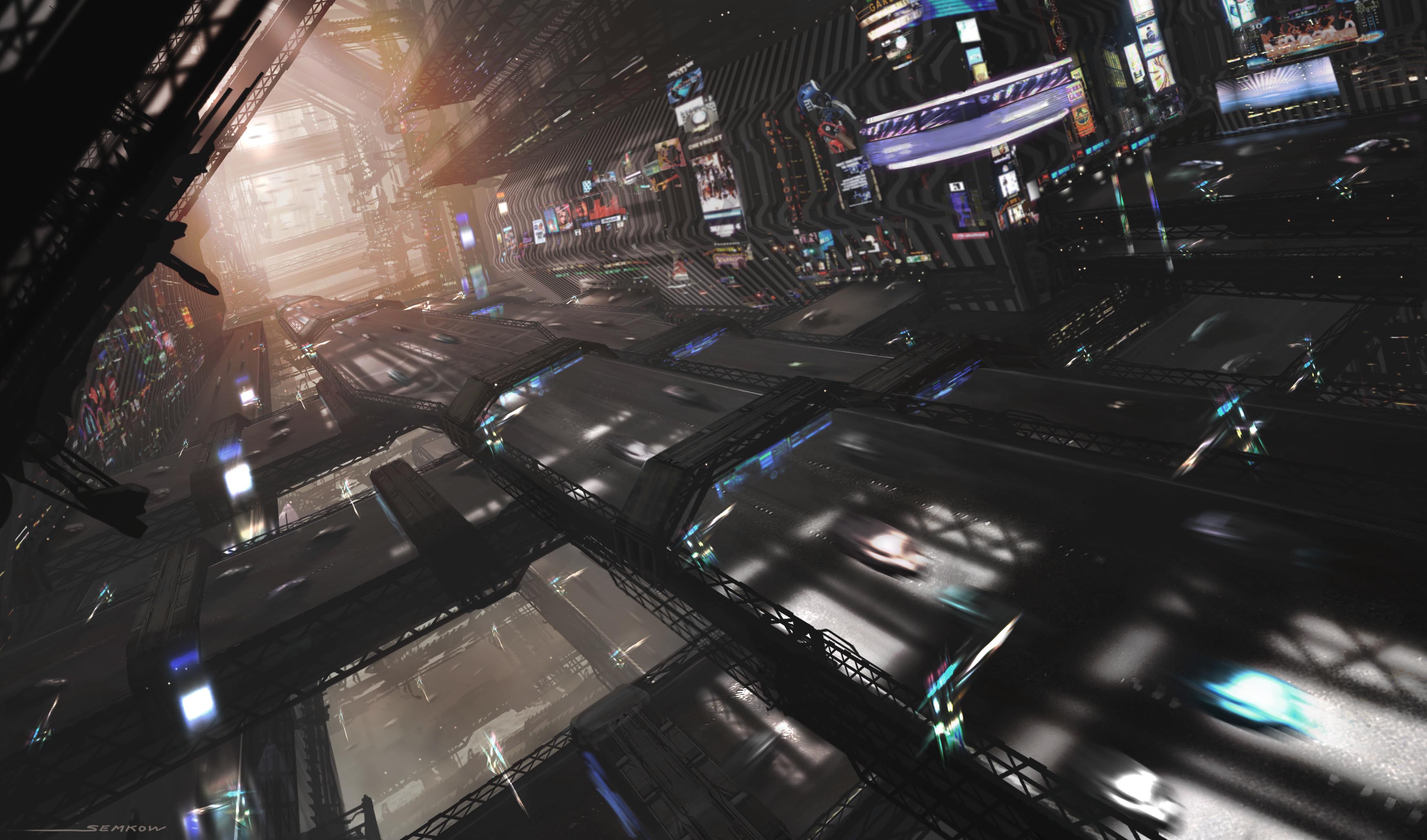 Laden Sie das Cyberpunk, Stadtbild, Science Fiction-Bild kostenlos auf Ihren PC-Desktop herunter