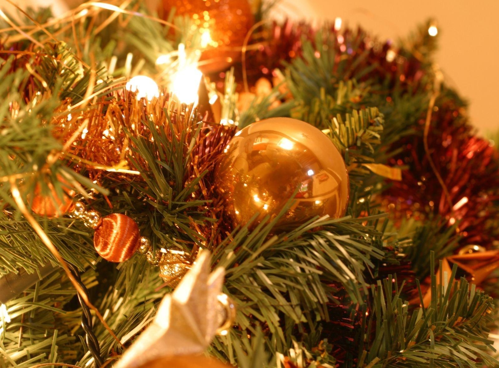 holidays, holiday, close up, branch, needles, christmas decorations, christmas tree toys, tinsel, balls