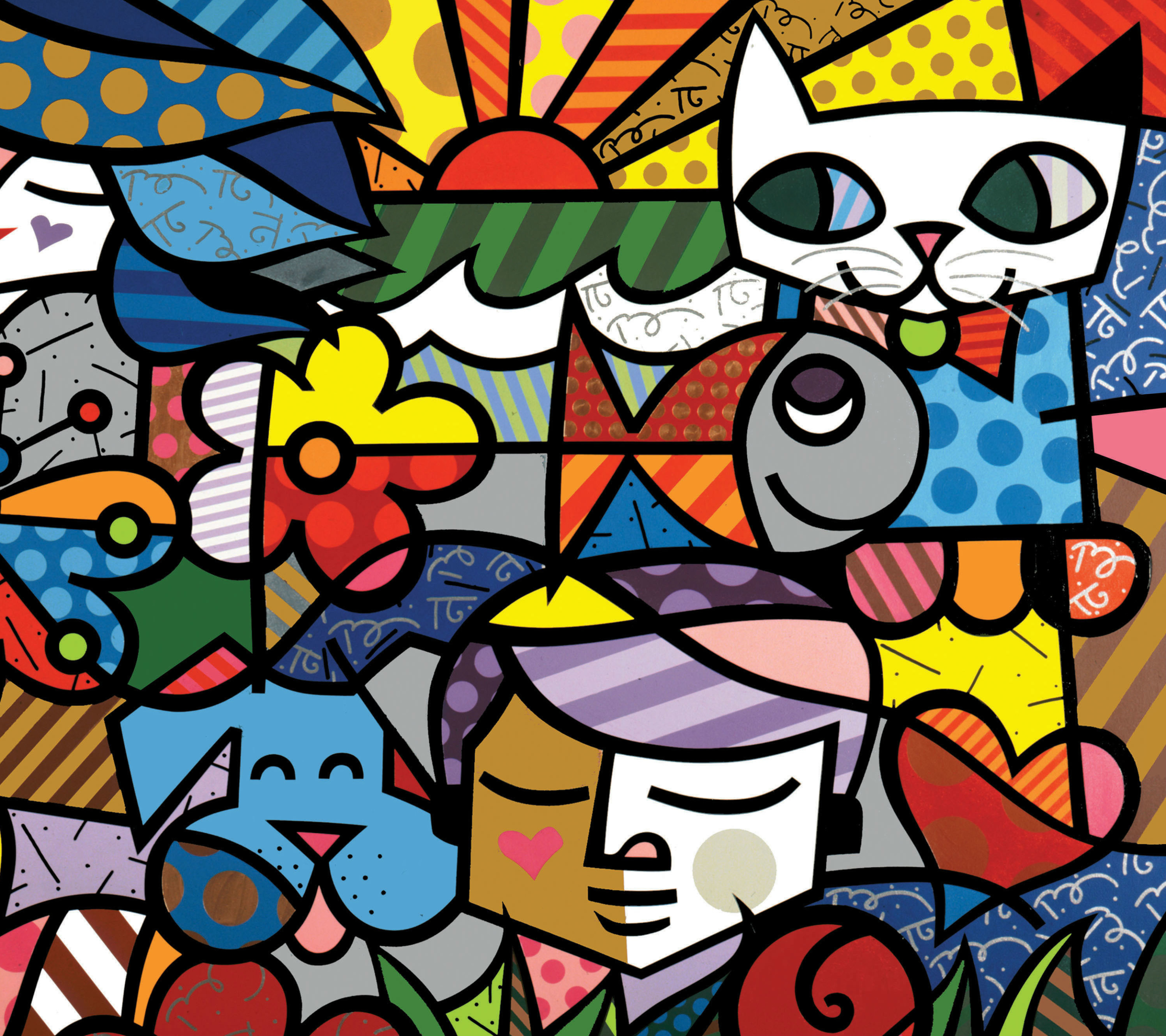 Download mobile wallpaper People, Bird, Cat, Dog, Style, Artistic, Psychedelic for free.