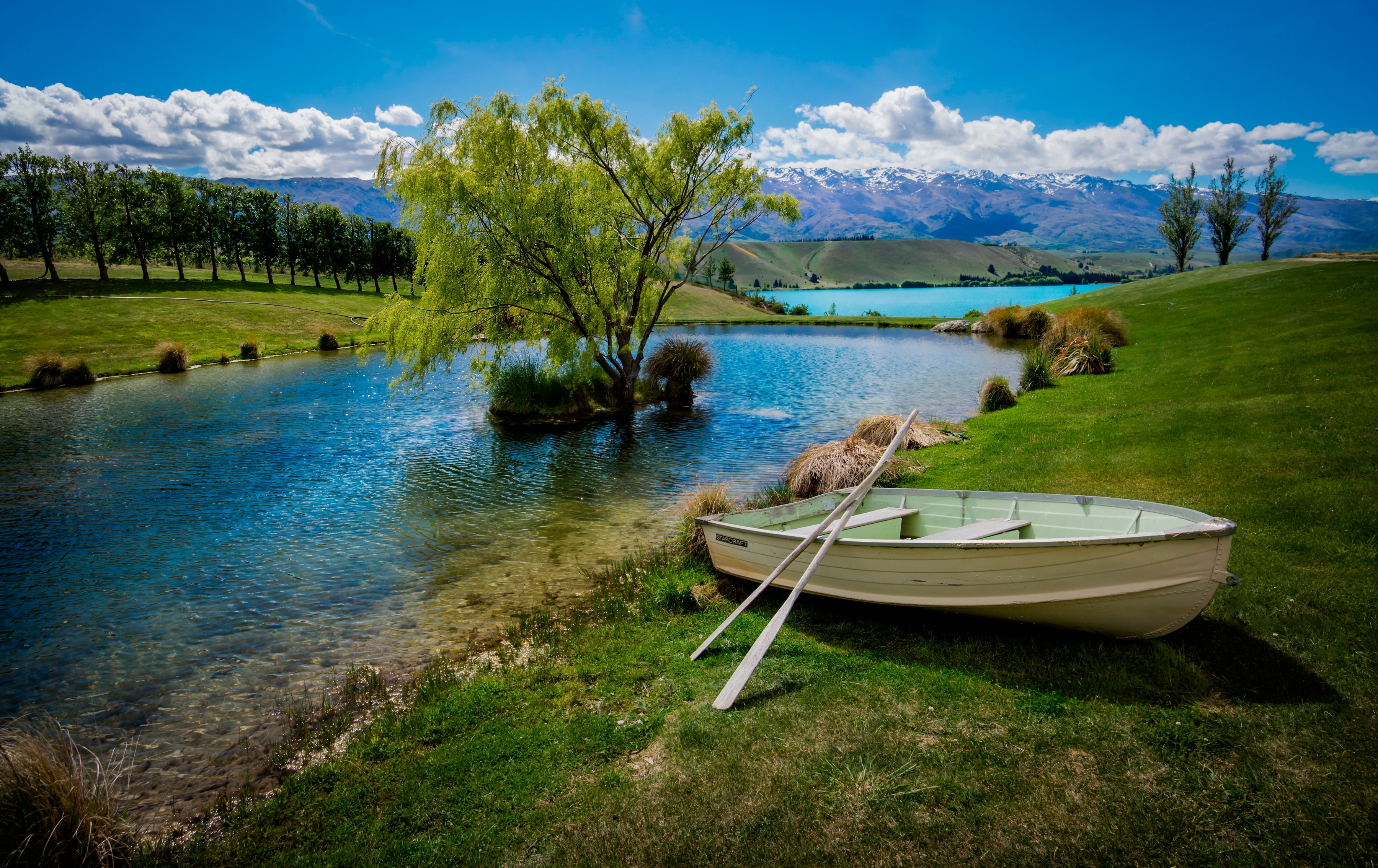 Download mobile wallpaper Mountain, Lake, Tree, Boat, Vehicles for free.