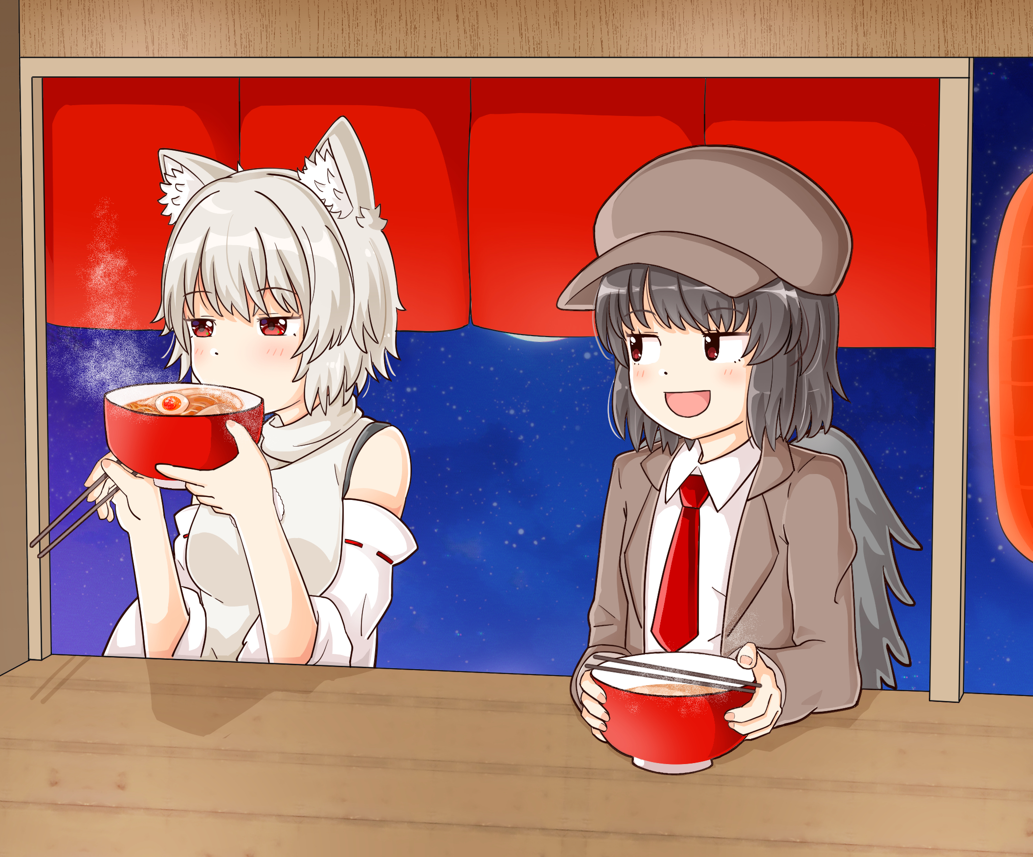 Téléchargez gratuitement l'image Animé, Touhou, Aya Shameimaru, Momiji Inubashiri sur le bureau de votre PC