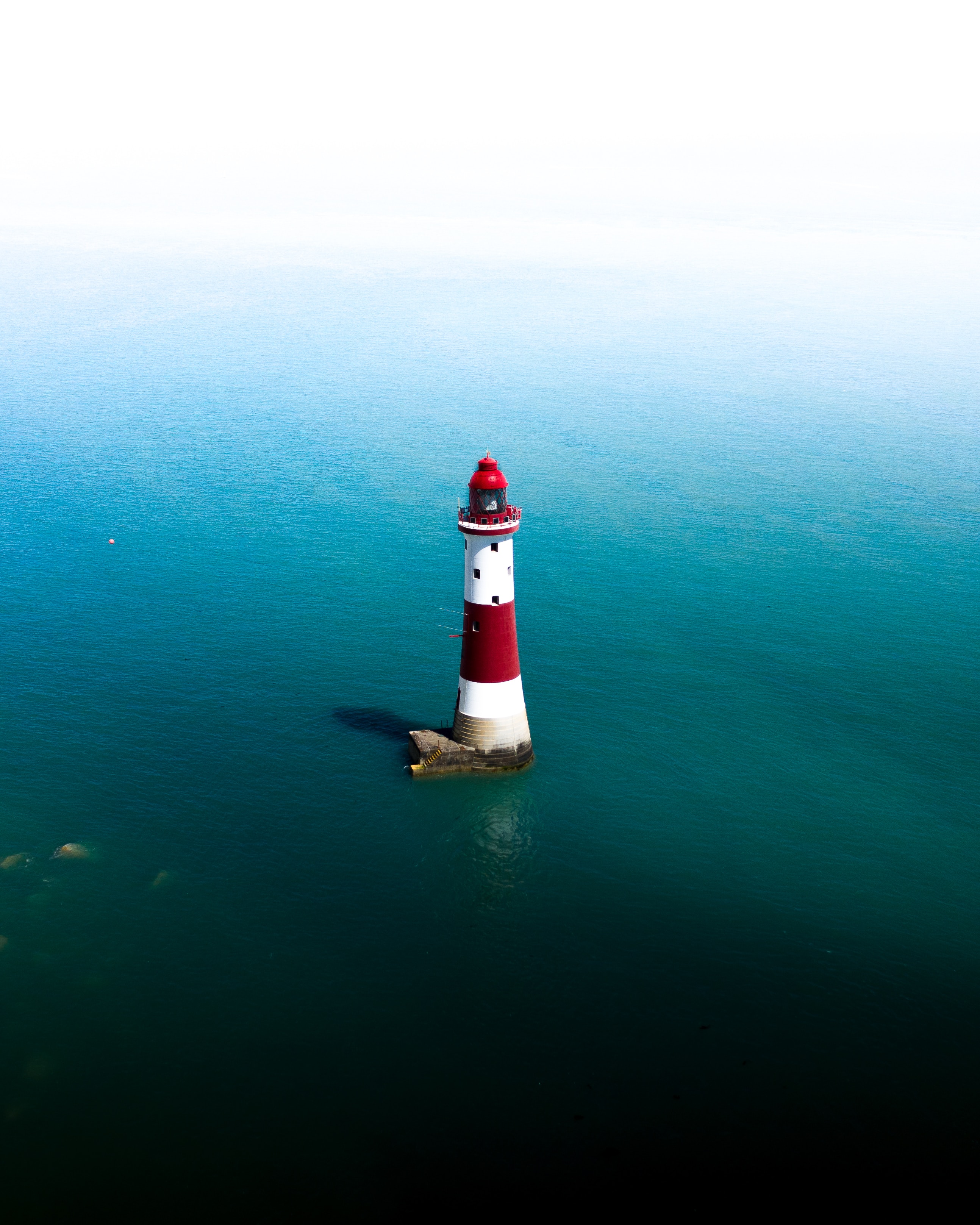 Free download wallpaper Water, Horizon, Miscellanea, Lighthouse, View From Above, Miscellaneous, Sea on your PC desktop