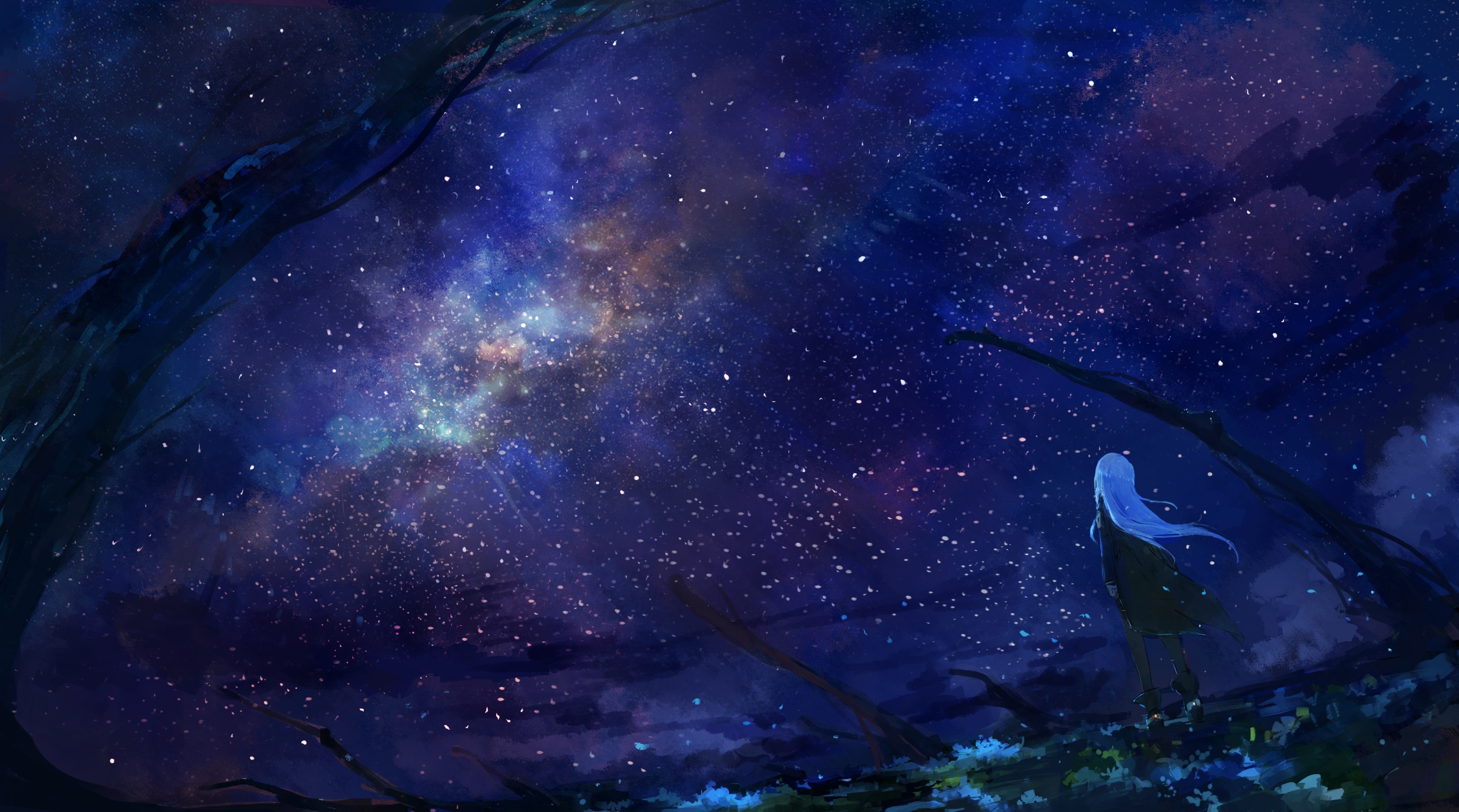 Скачать обои бесплатно Аниме, Звездное Небо, Оригинал картинка на рабочий стол ПК