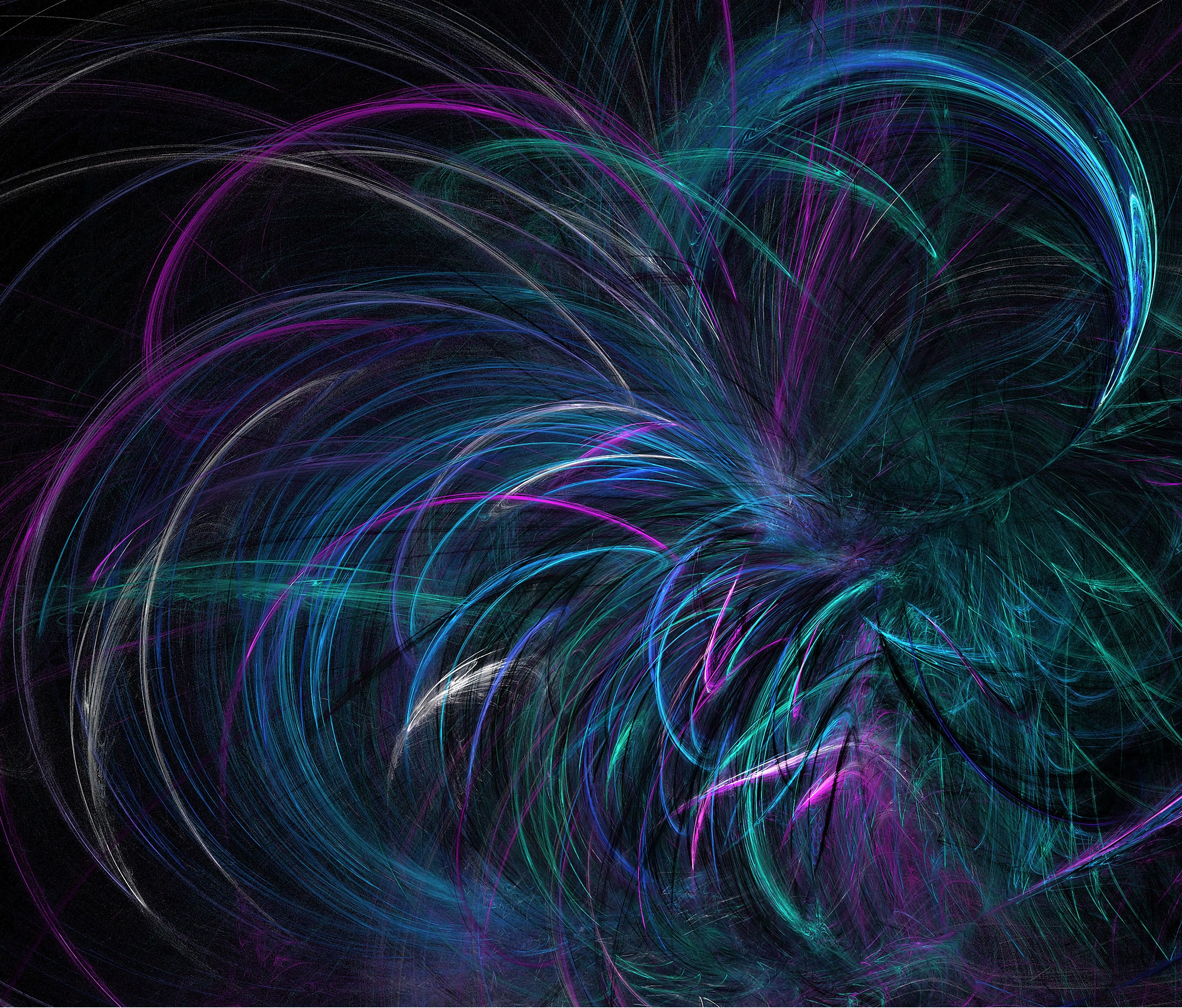 Download mobile wallpaper Involute, Swirling, Violet, Abstract, Fractal, Purple, Lines, Dark for free.