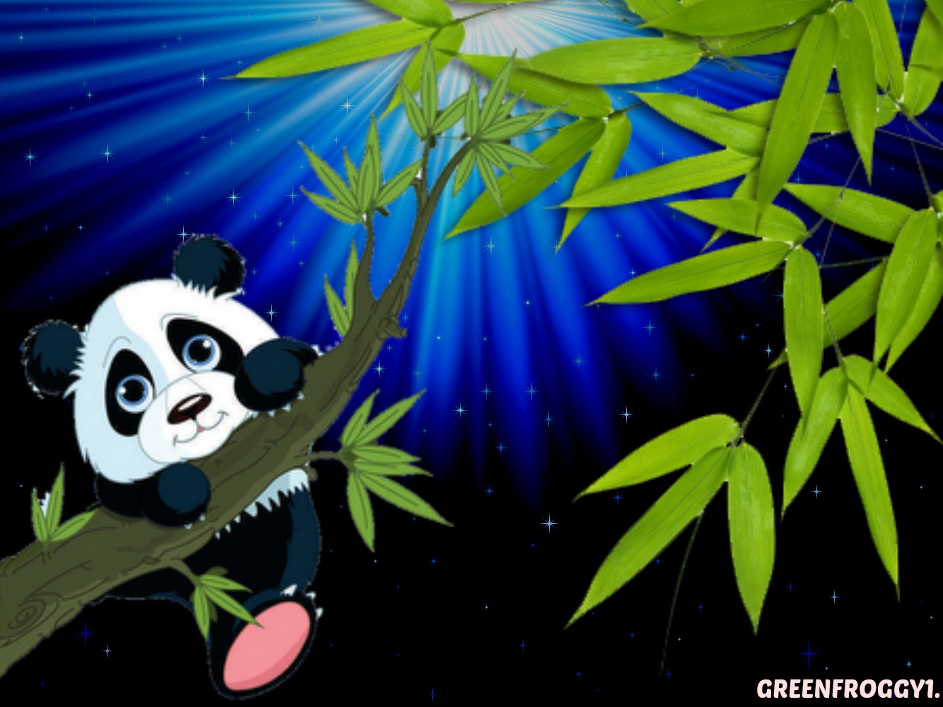 Скачать картинку Животные, Бамбук, Художественный, Панда в телефон бесплатно.