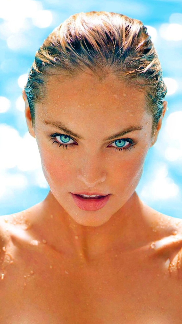 Download mobile wallpaper Summer, Face, Sunny, Women, Blue Eyes, Candice Swanepoel for free.