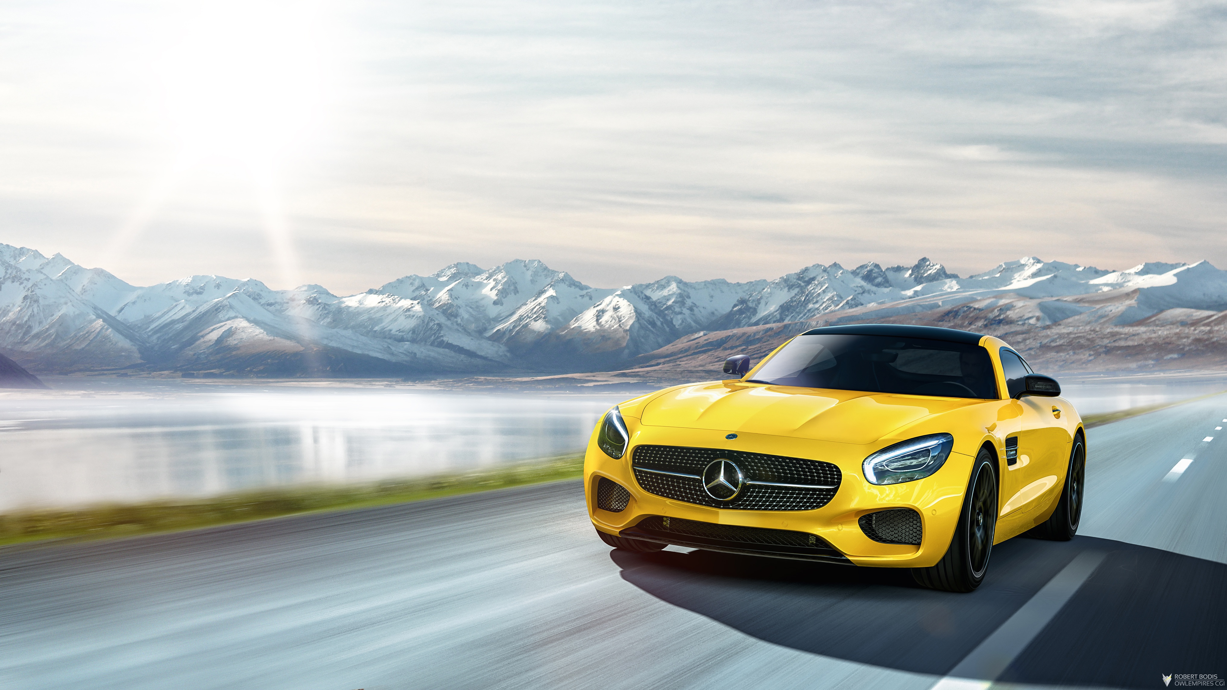 Download mobile wallpaper Car, Mercedes Benz, Supercar, Mercedes Amg, Mercedes Amg Gt S, Vehicles, Yellow Car for free.
