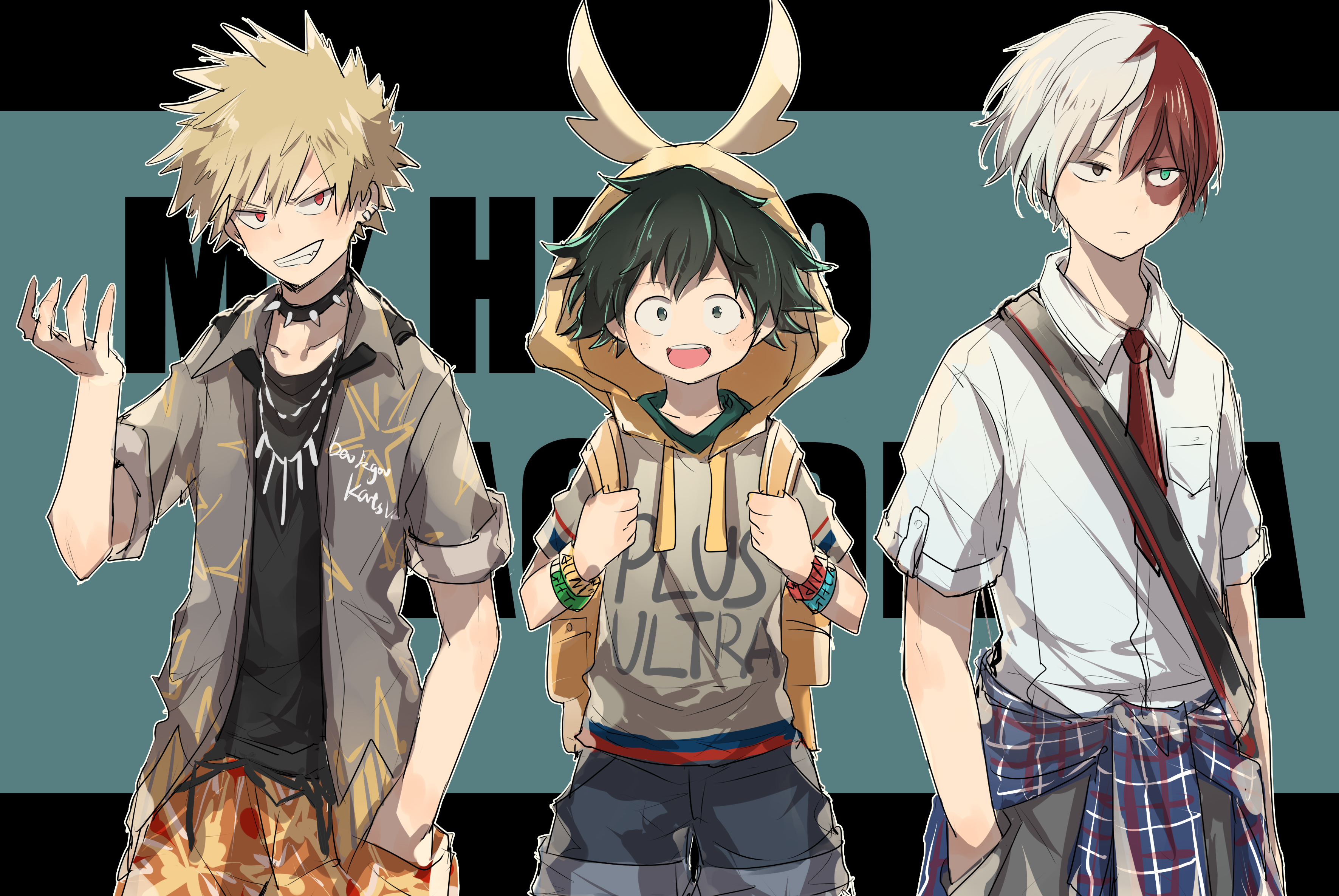 418348 baixar papel de parede anime, minha academia de heróis, denki kaminari, izuku midoriya, katsuki bakugou - protetores de tela e imagens gratuitamente