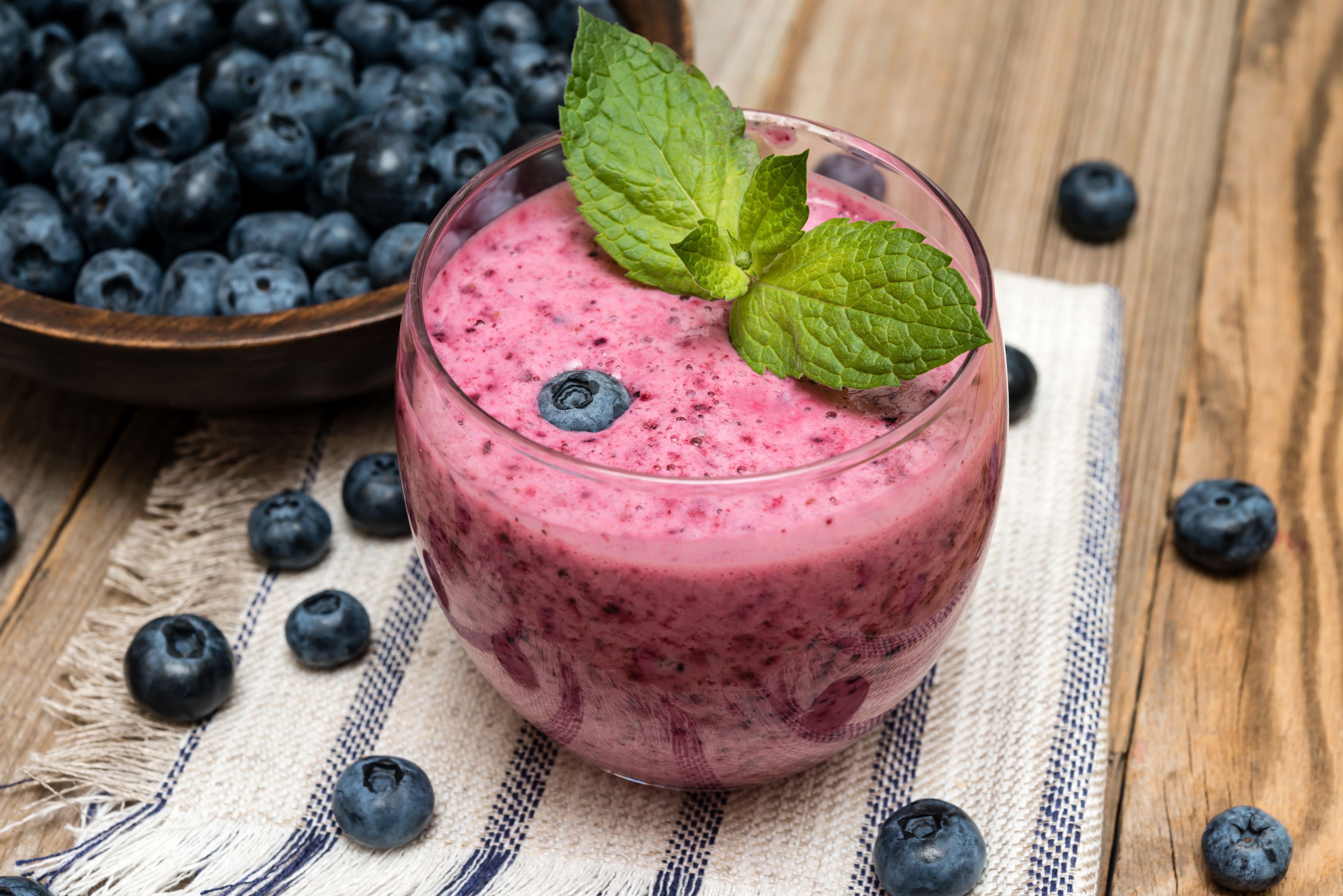 Download mobile wallpaper Food, Blueberry, Glass, Berry, Fruit, Drink, Smoothie for free.