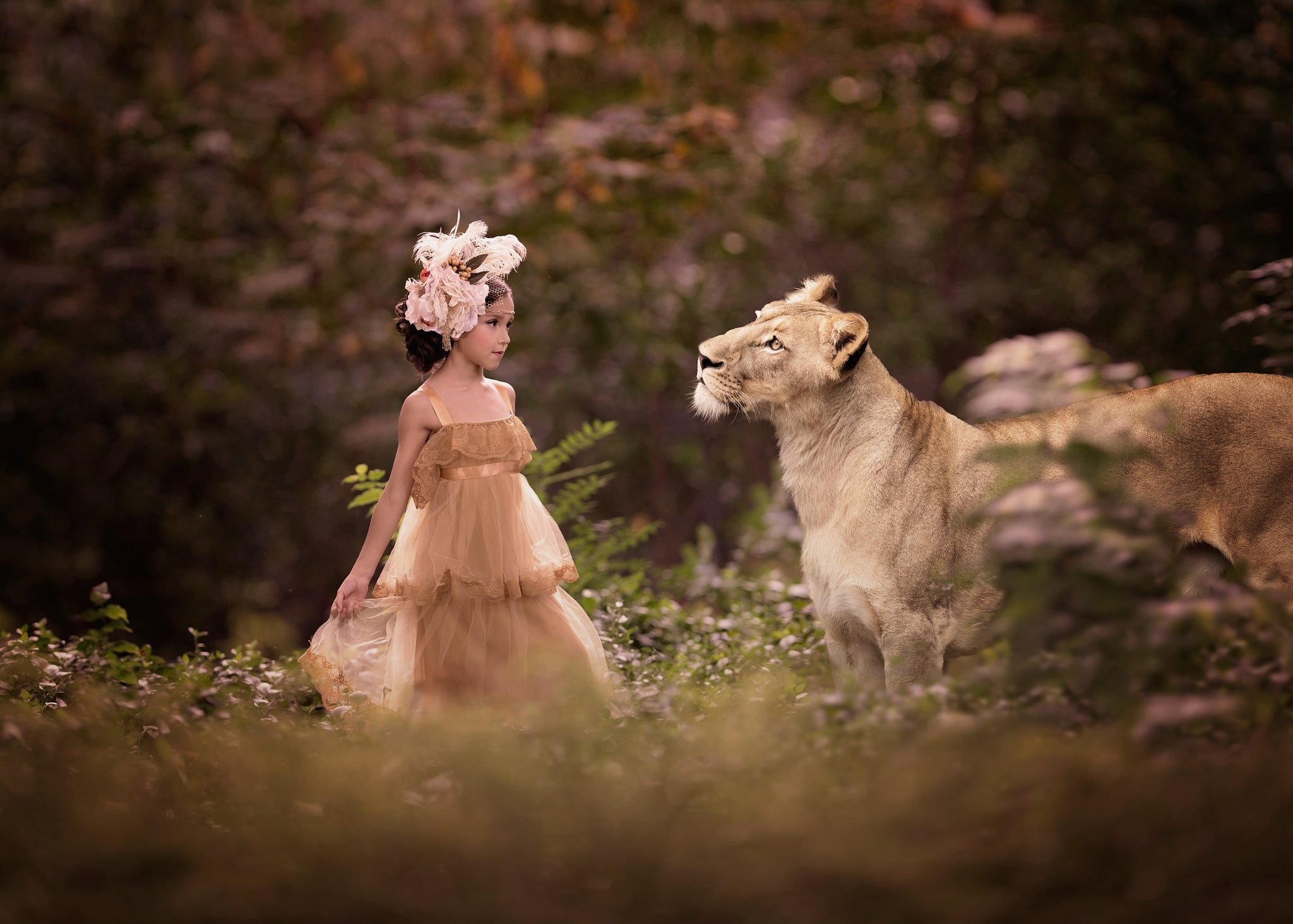 Free download wallpaper Lion, Mood, Child, Dress, Photography on your PC desktop