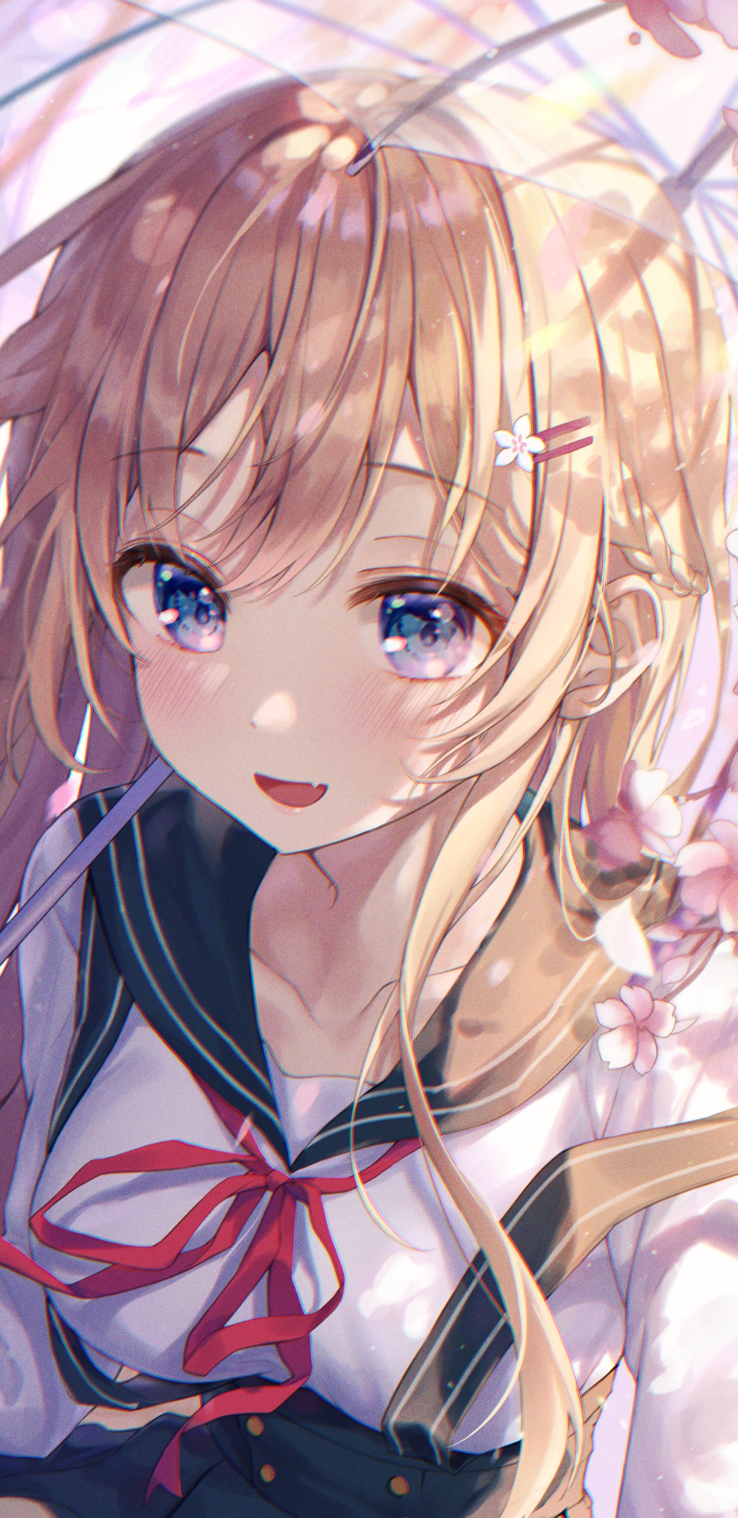 Handy-Wallpaper Mädchen, Blond, Blaue Augen, Blondinen, Schuluniform, Animes kostenlos herunterladen.