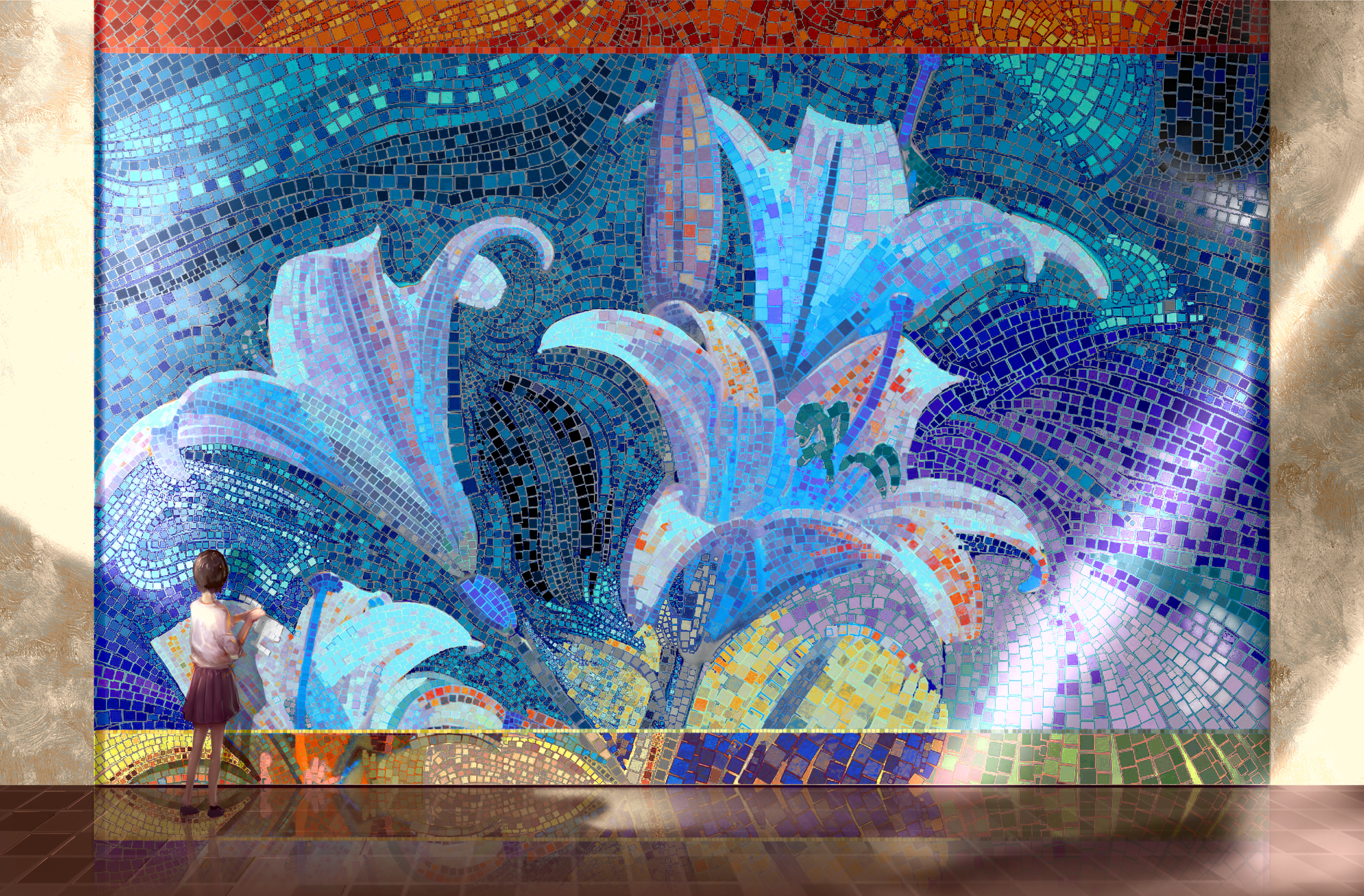 Free download wallpaper Art, Mosaic, Picture, Girl on your PC desktop