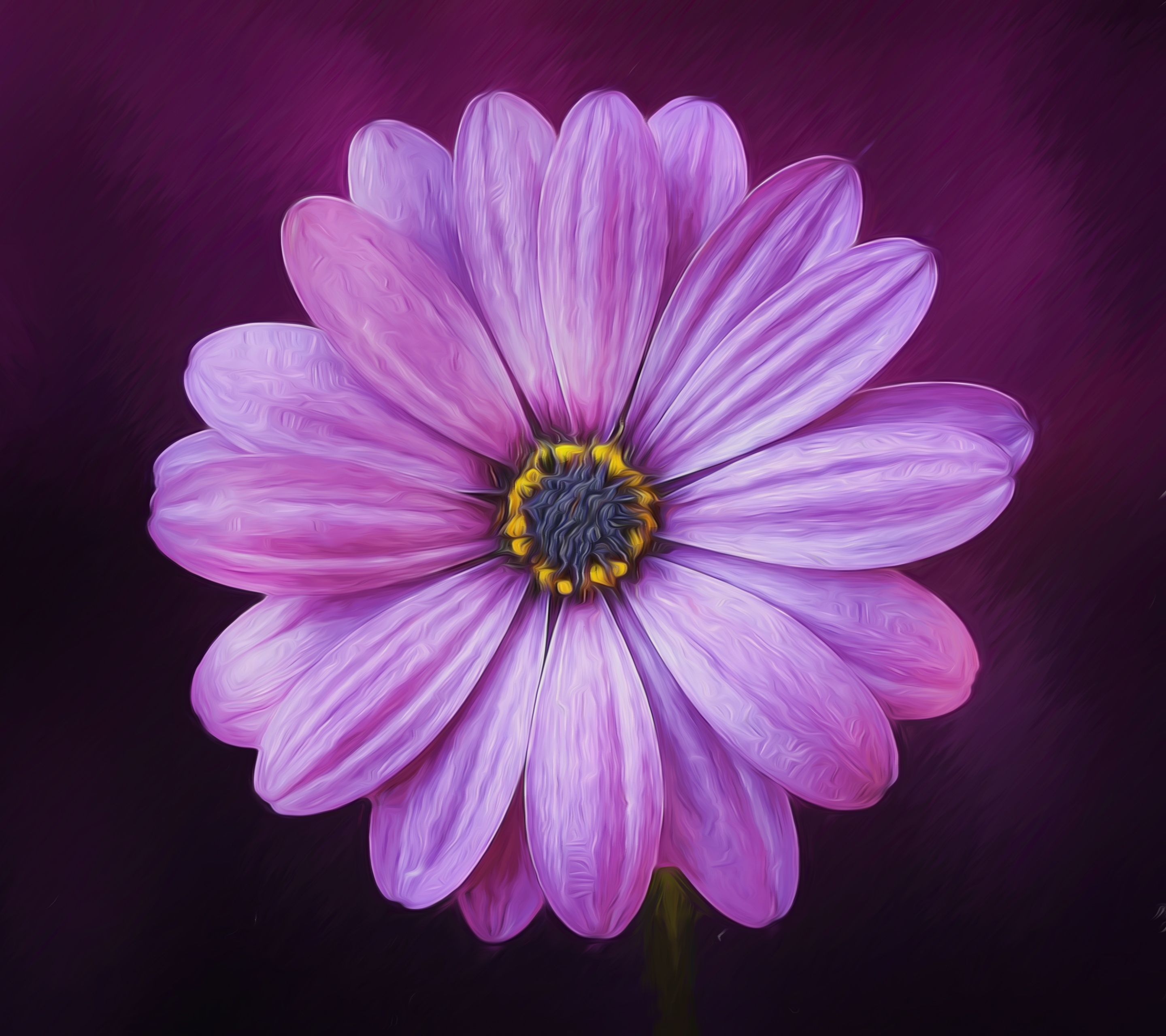 Download mobile wallpaper Nature, Flower, Earth, Painting, Daisy, African Daisy, Purple Flower, Oil Painting for free.