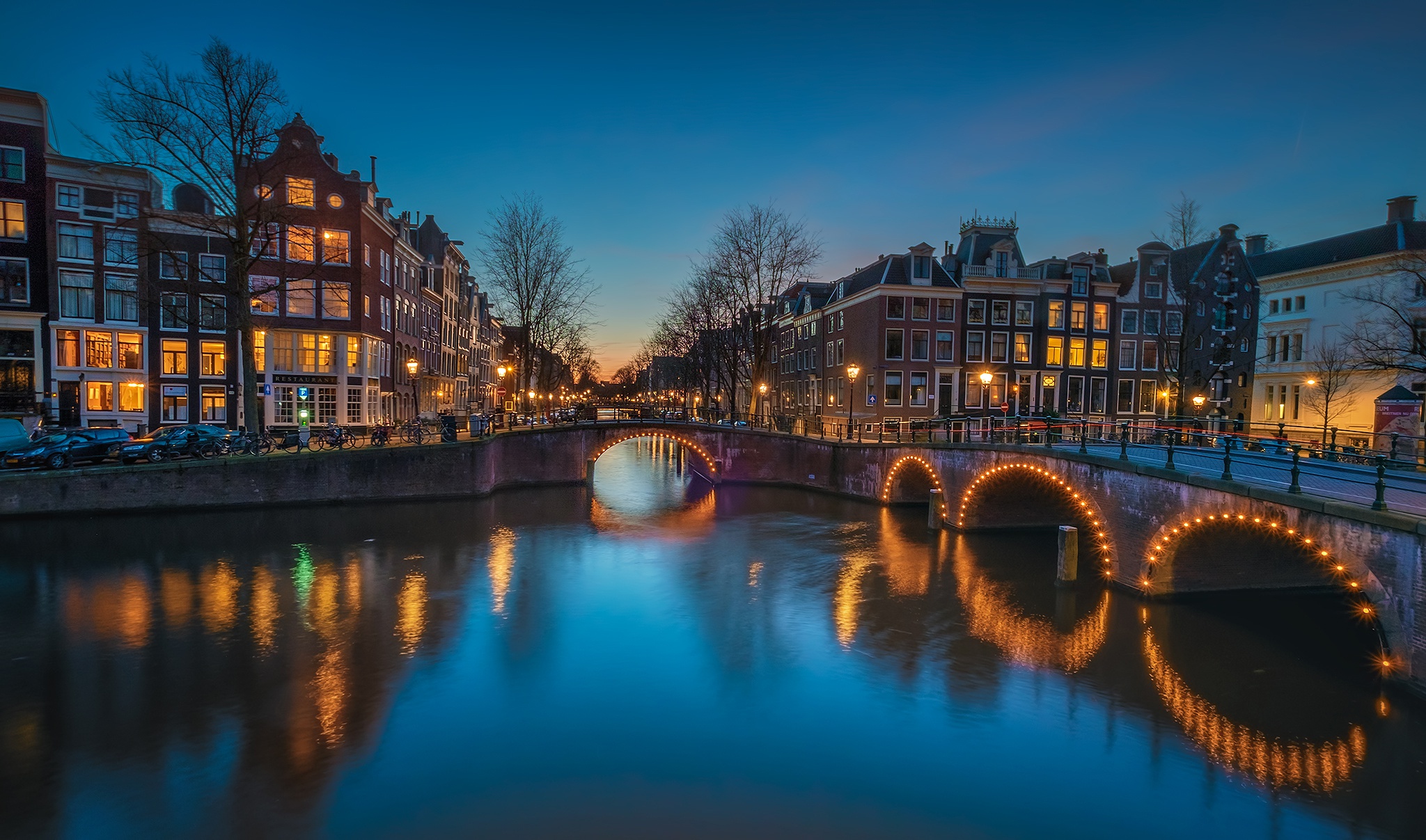PCデスクトップに都市, 橋, オランダ, アムステルダム, マンメイド, 運河画像を無料でダウンロード