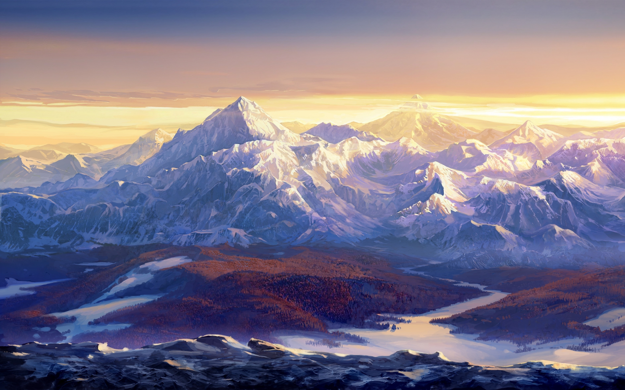 Free download wallpaper Landscape, Winter, Fantasy, Snow, Mountain on your PC desktop