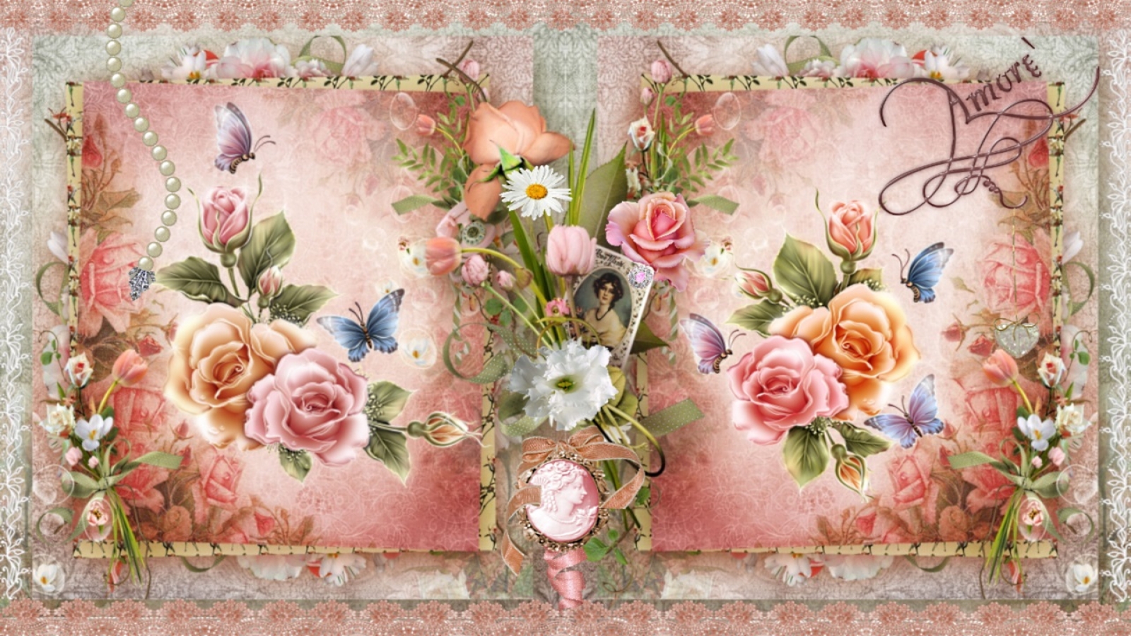 735040 baixar imagens artistico, vintage, borboleta, flor, amor, malva, pérola, rosa - papéis de parede e protetores de tela gratuitamente