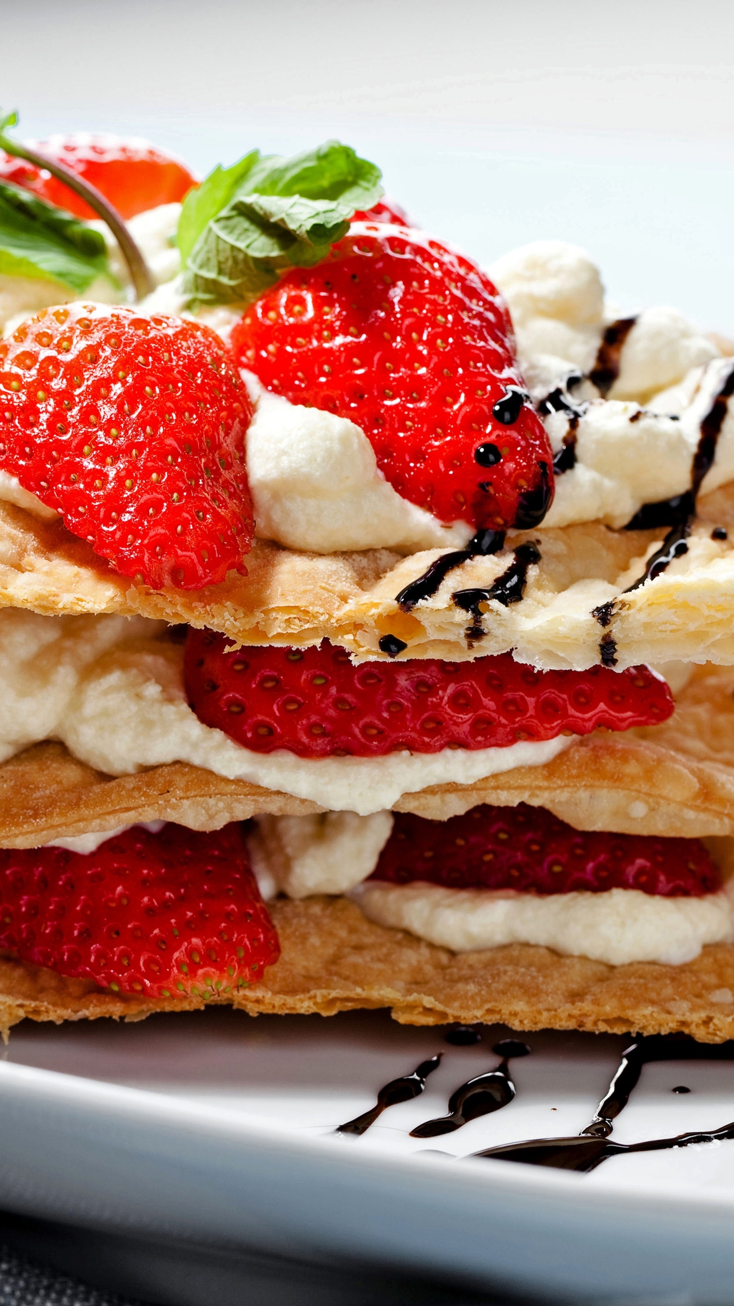 Download mobile wallpaper Food, Strawberry, Dessert, Cream for free.