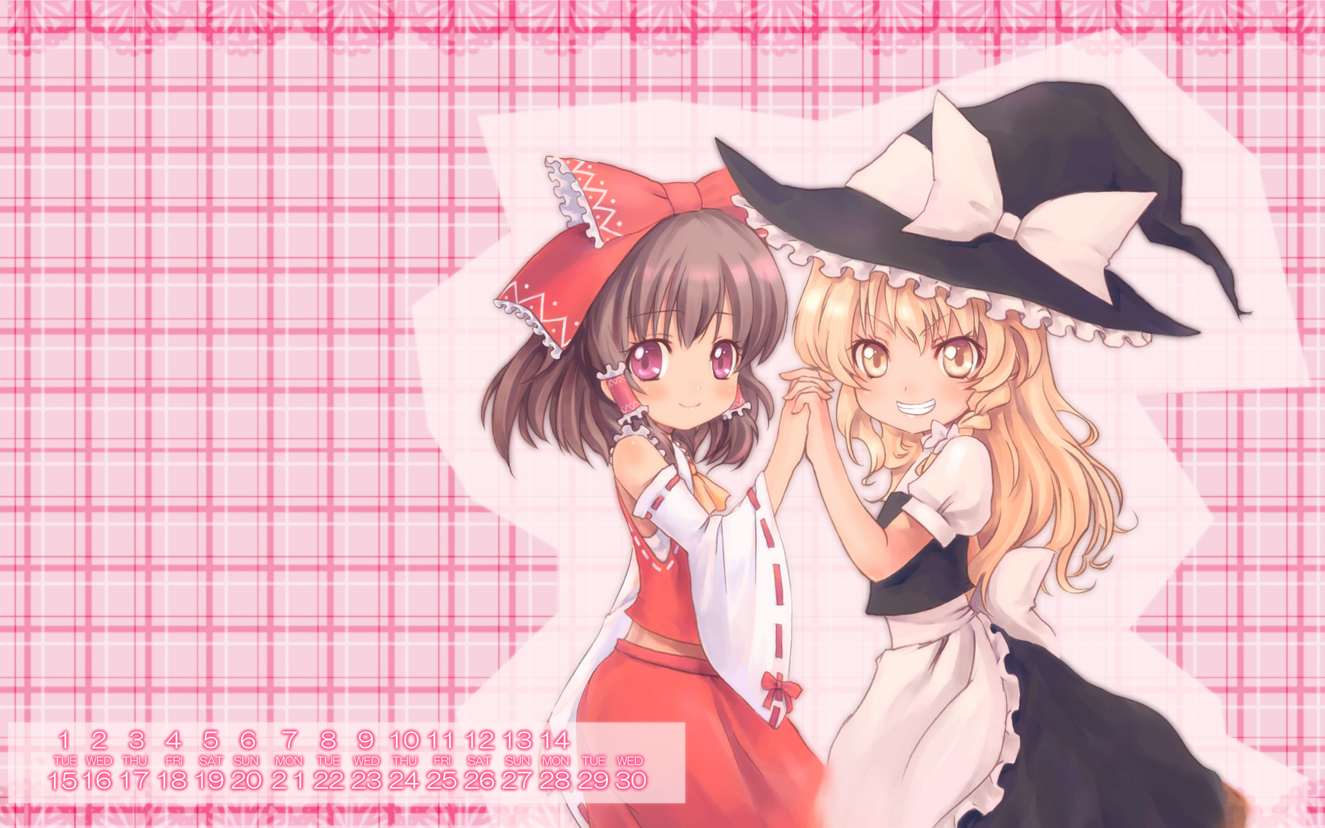 Download mobile wallpaper Anime, Touhou, Reimu Hakurei, Marisa Kirisame for free.