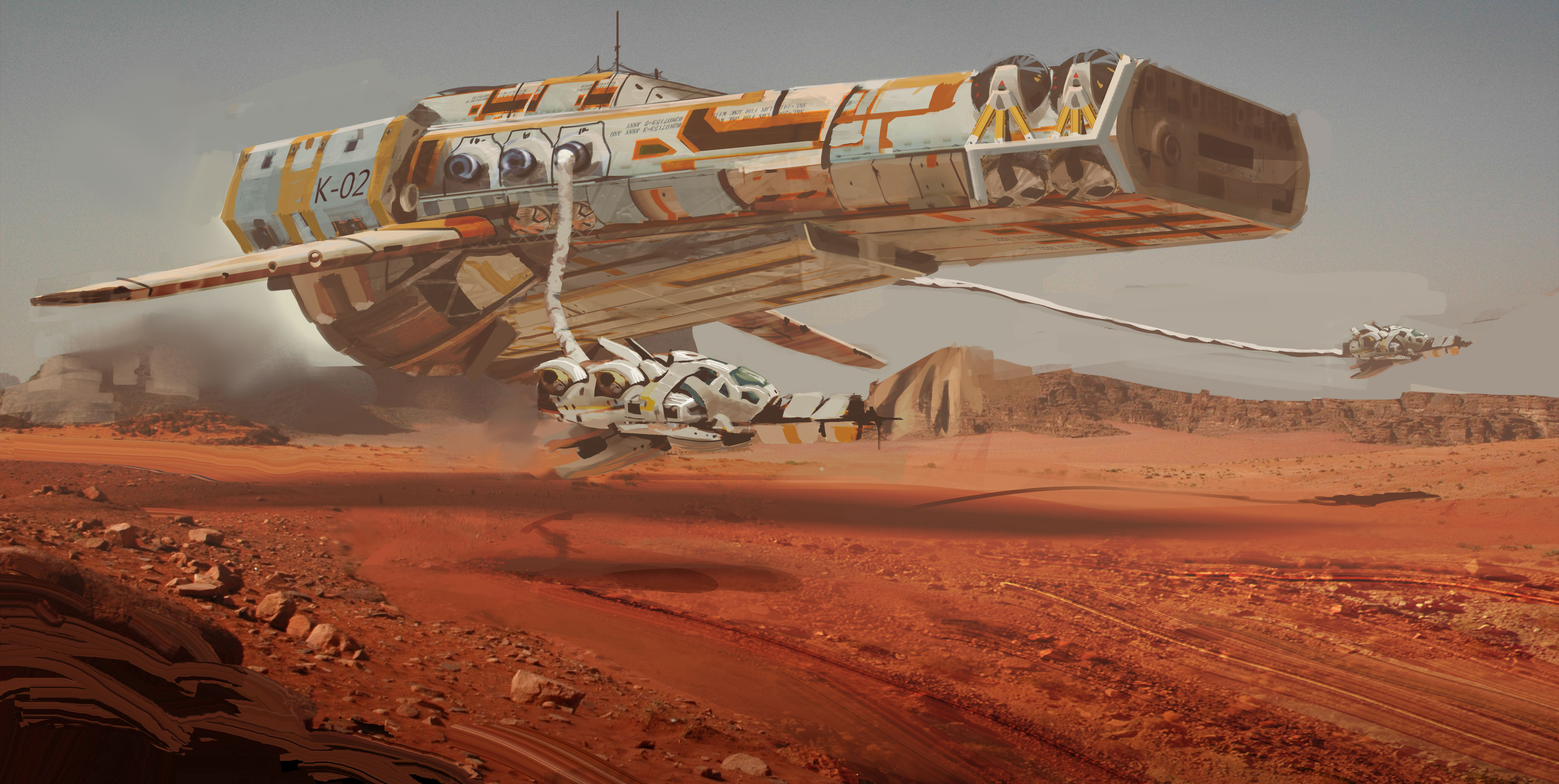 Скачать обои бесплатно Пустыня, Космический Корабль, Научная Фантастика картинка на рабочий стол ПК